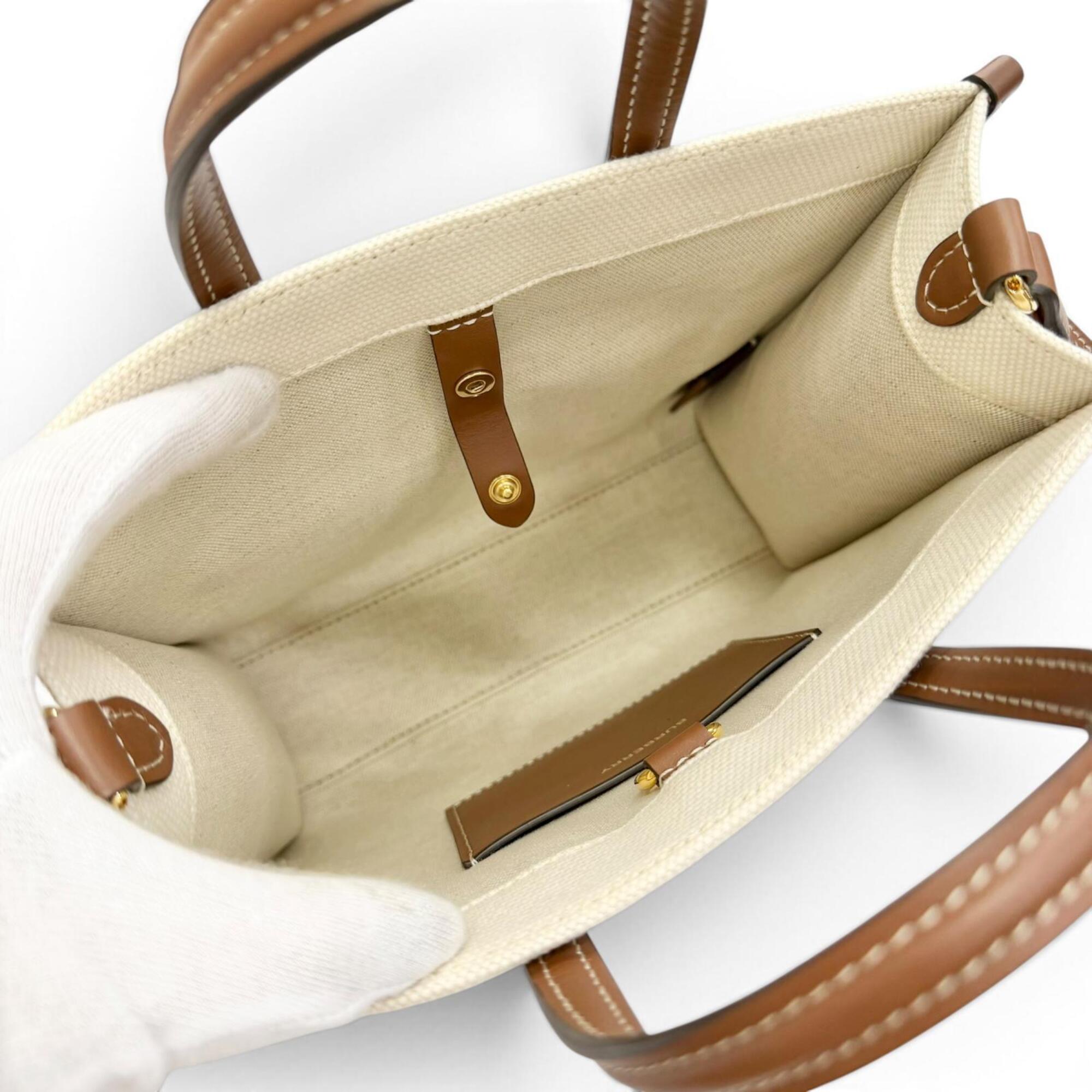 Burberry Beige Cotton Linen Shoulder Bag (Pre-Owned)
