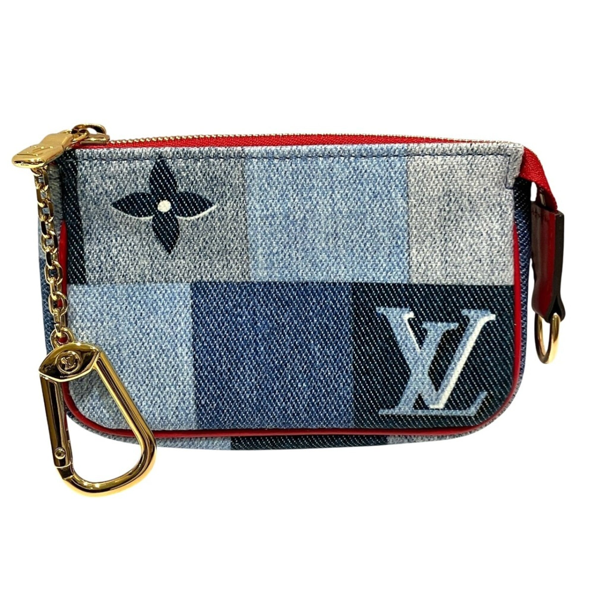 Louis Vuitton Monogram Denim Blue Red Color Monogram Denim Leather Pochette (Pre-Owned)