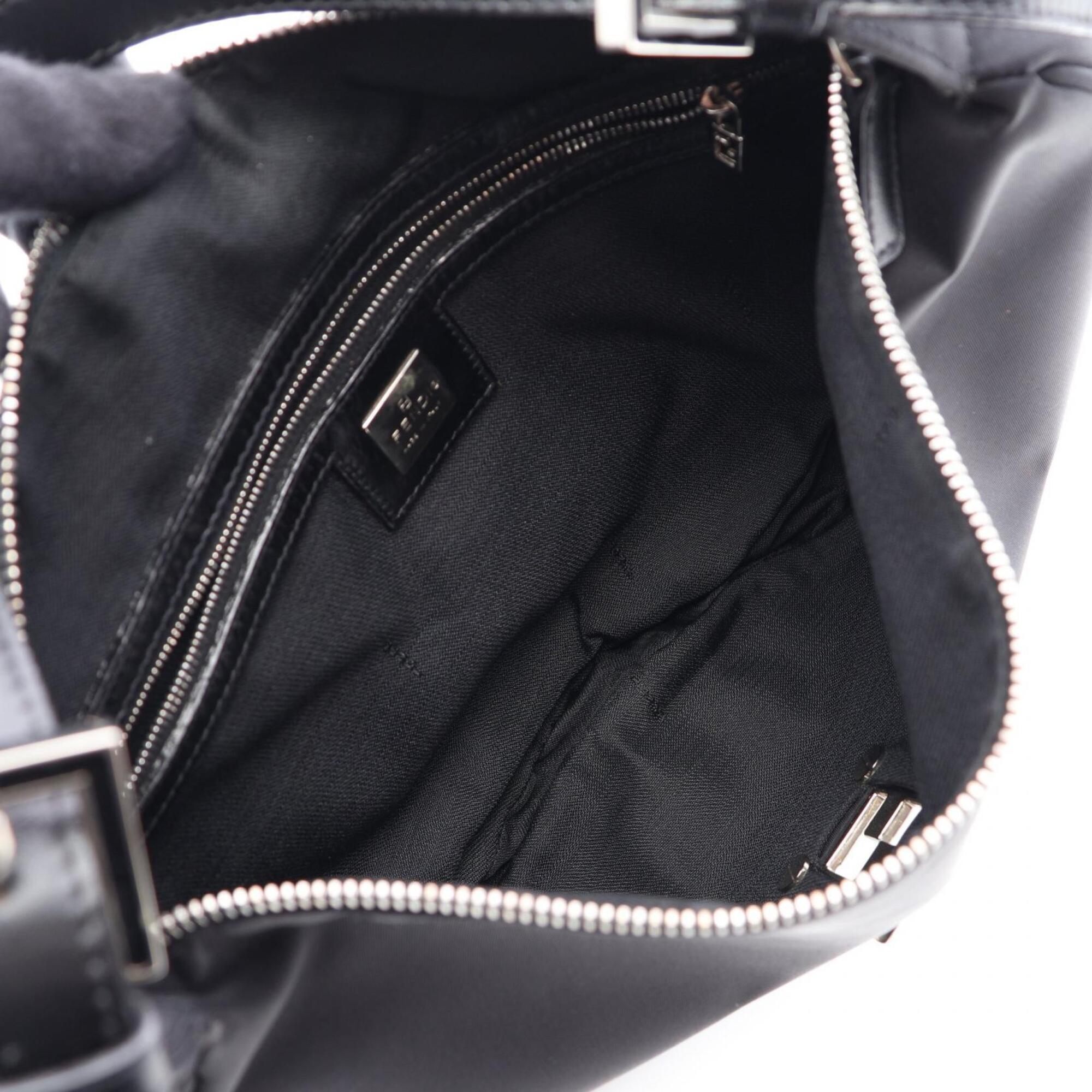 Fendi Black Nylon Leather Handbag Shoulder Bag (Pre-Owned)