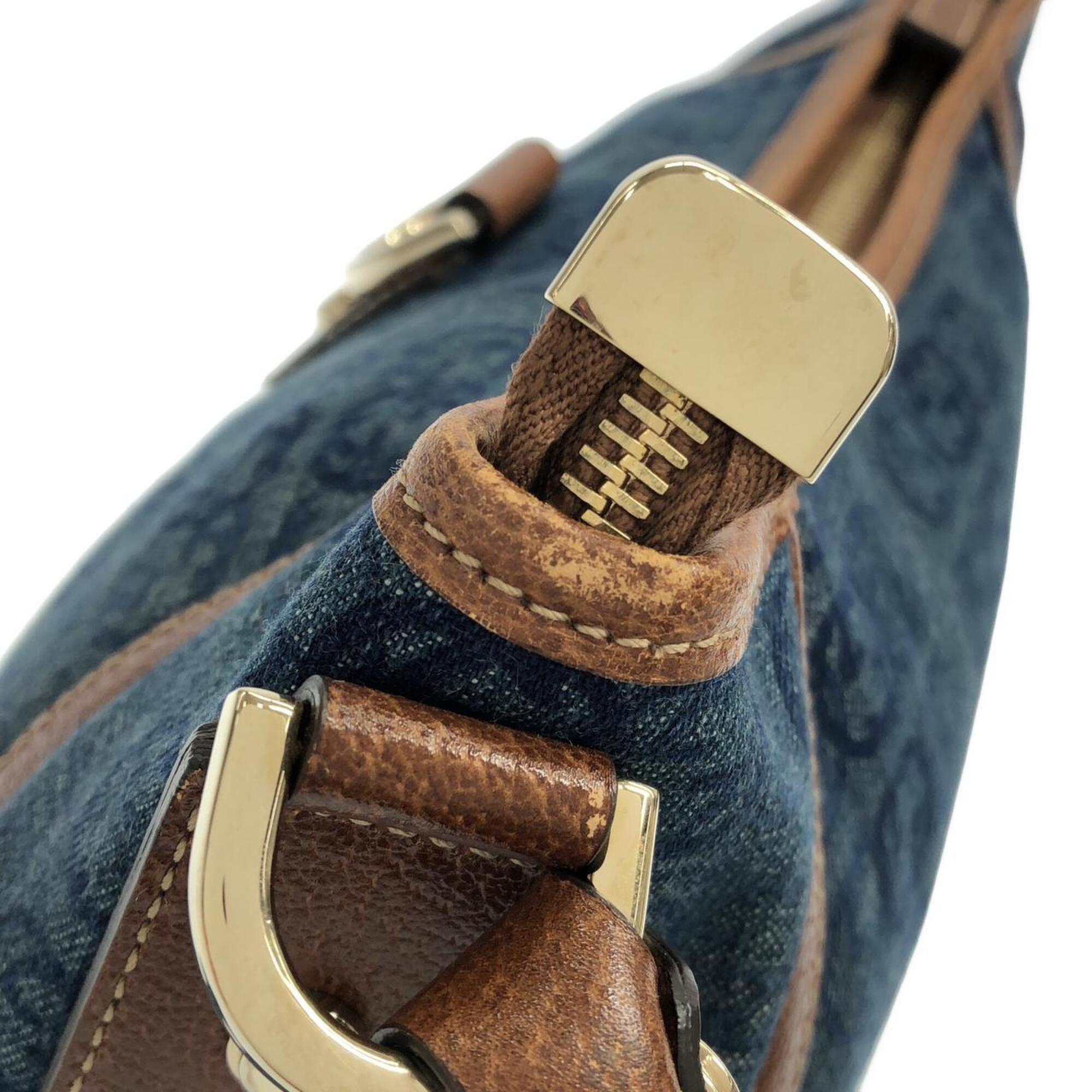 Gucci Blue Brown Denim Shoulder Bag (Pre-Owned)