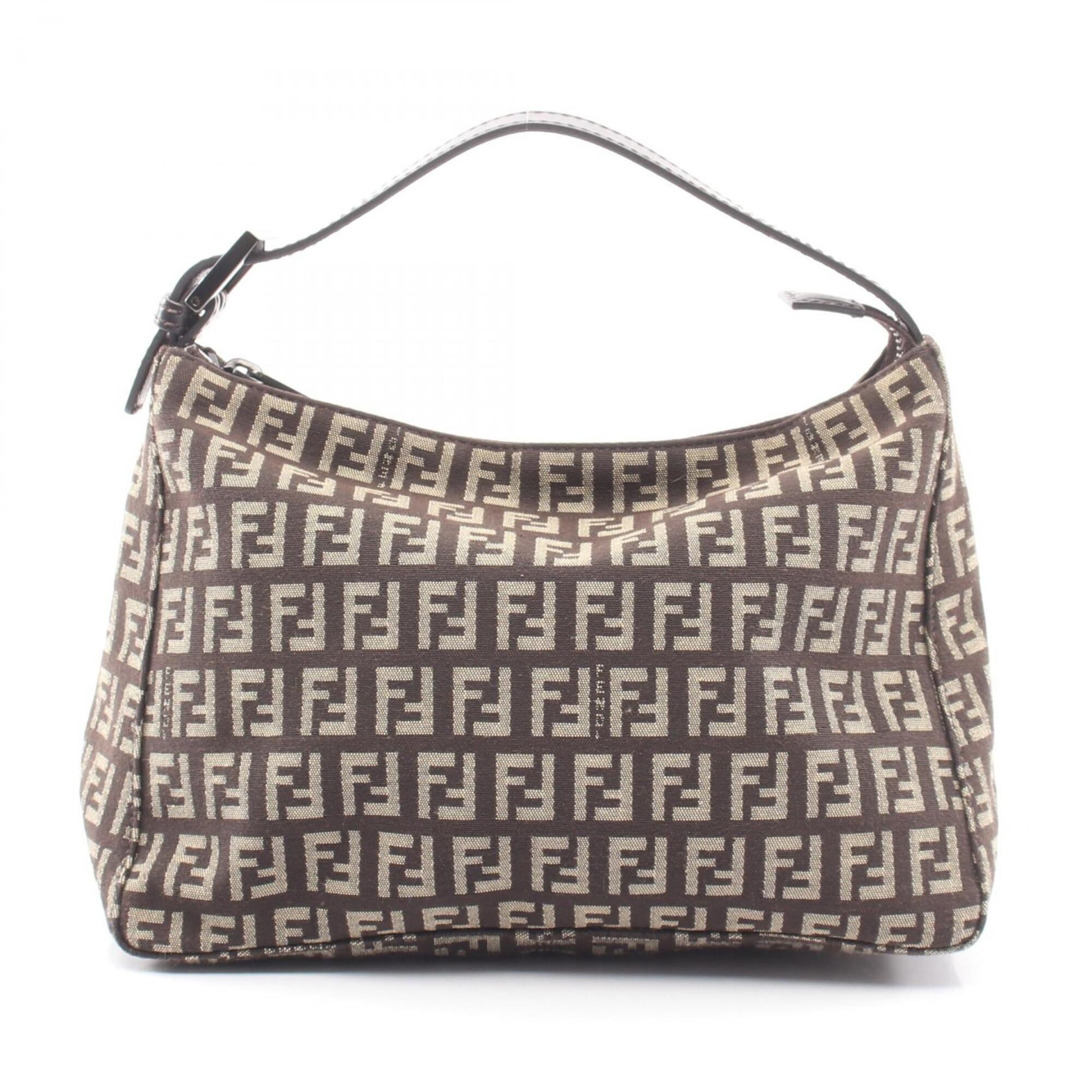Fendi Beige Brown Canvas Leather Handbag (Pre-Owned)
