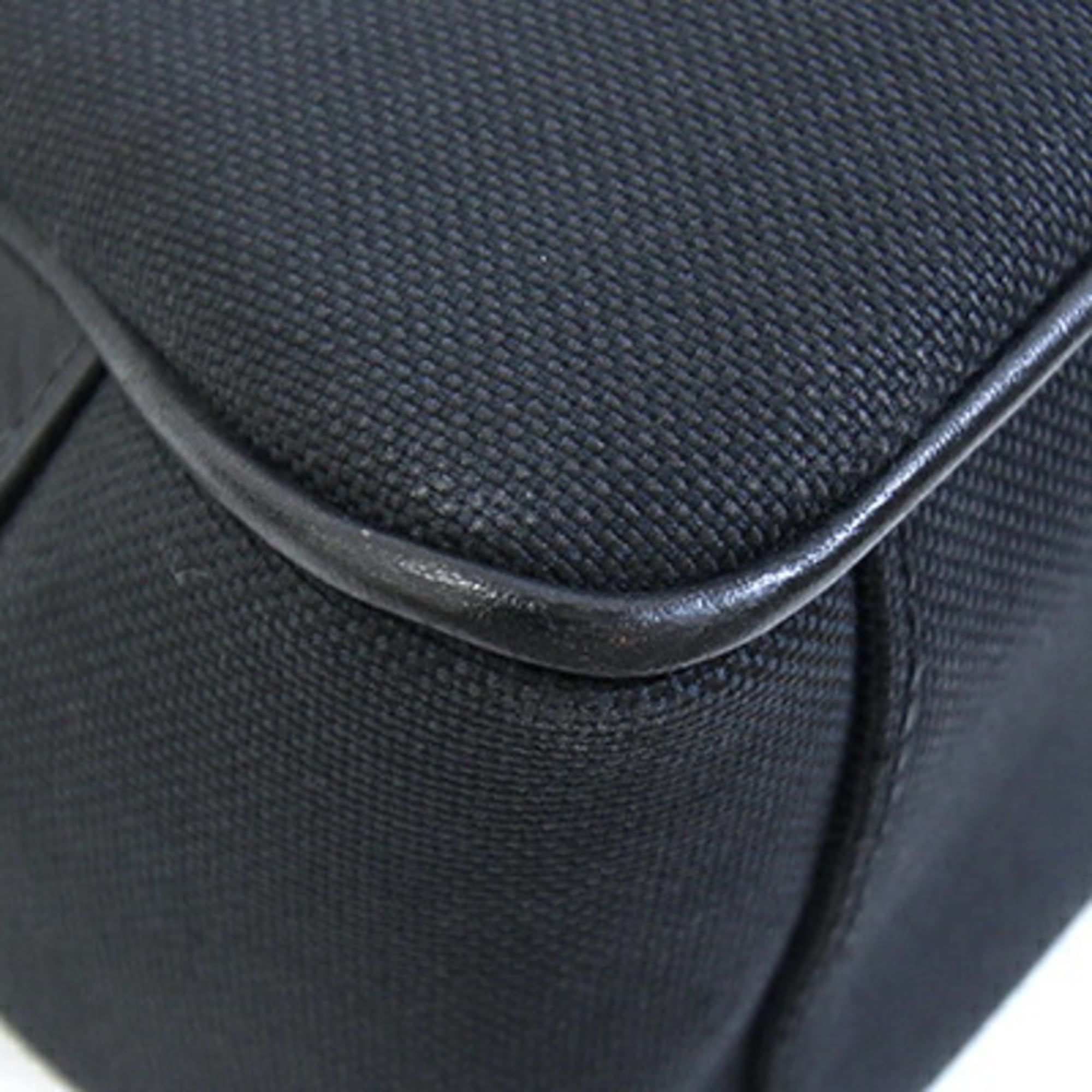 Prada Black Canvas Leather Shoulder Bag (Pre-Owned)