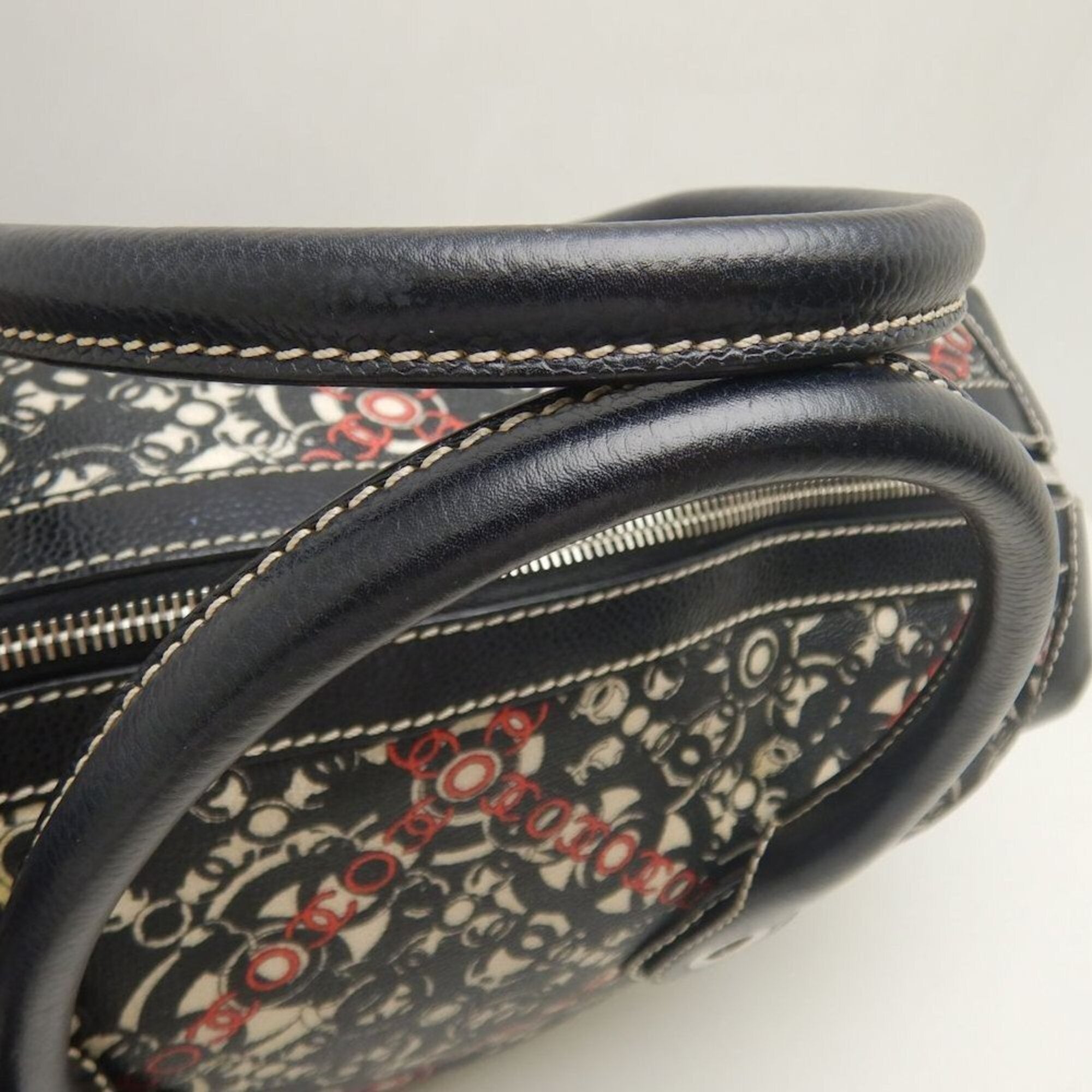 Chanel Black Coated Canvas Boston Bag (Pre-Owned)