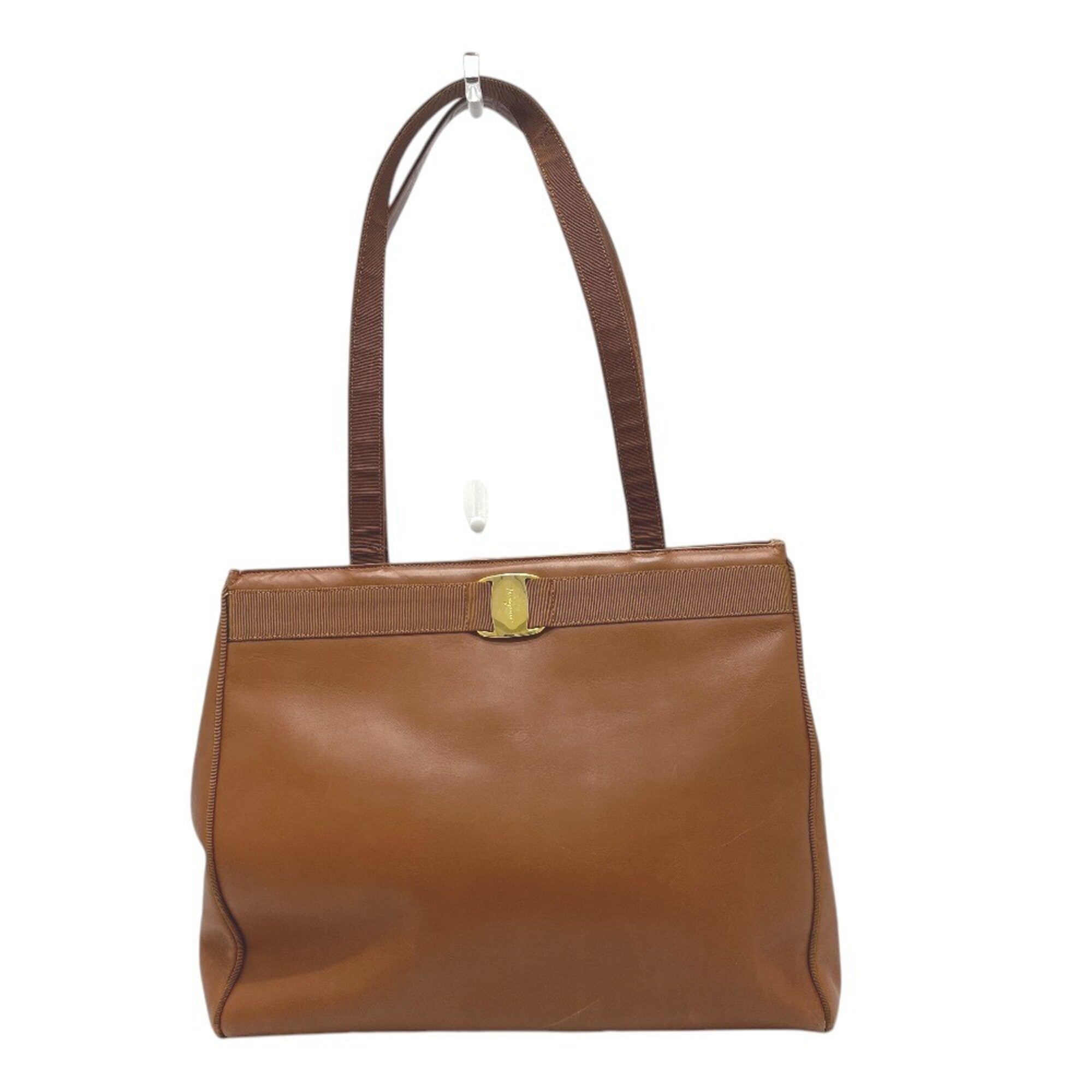 Salvatore Ferragamo Brown Leather Handbag Tote Bag (Pre-Owned)