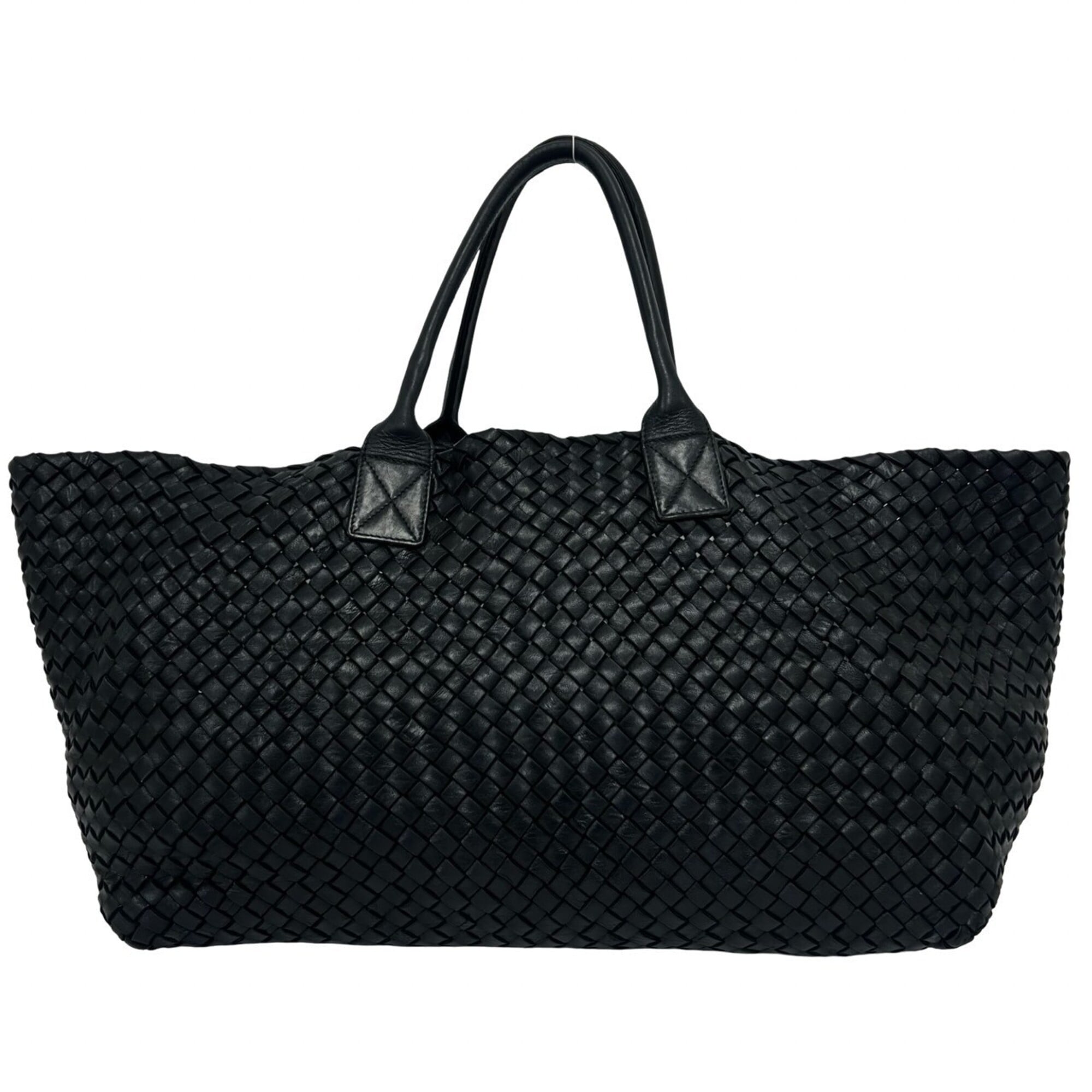 Bottega Veneta Black Leather Handbag Pouch Tote Bag (Pre-Owned)