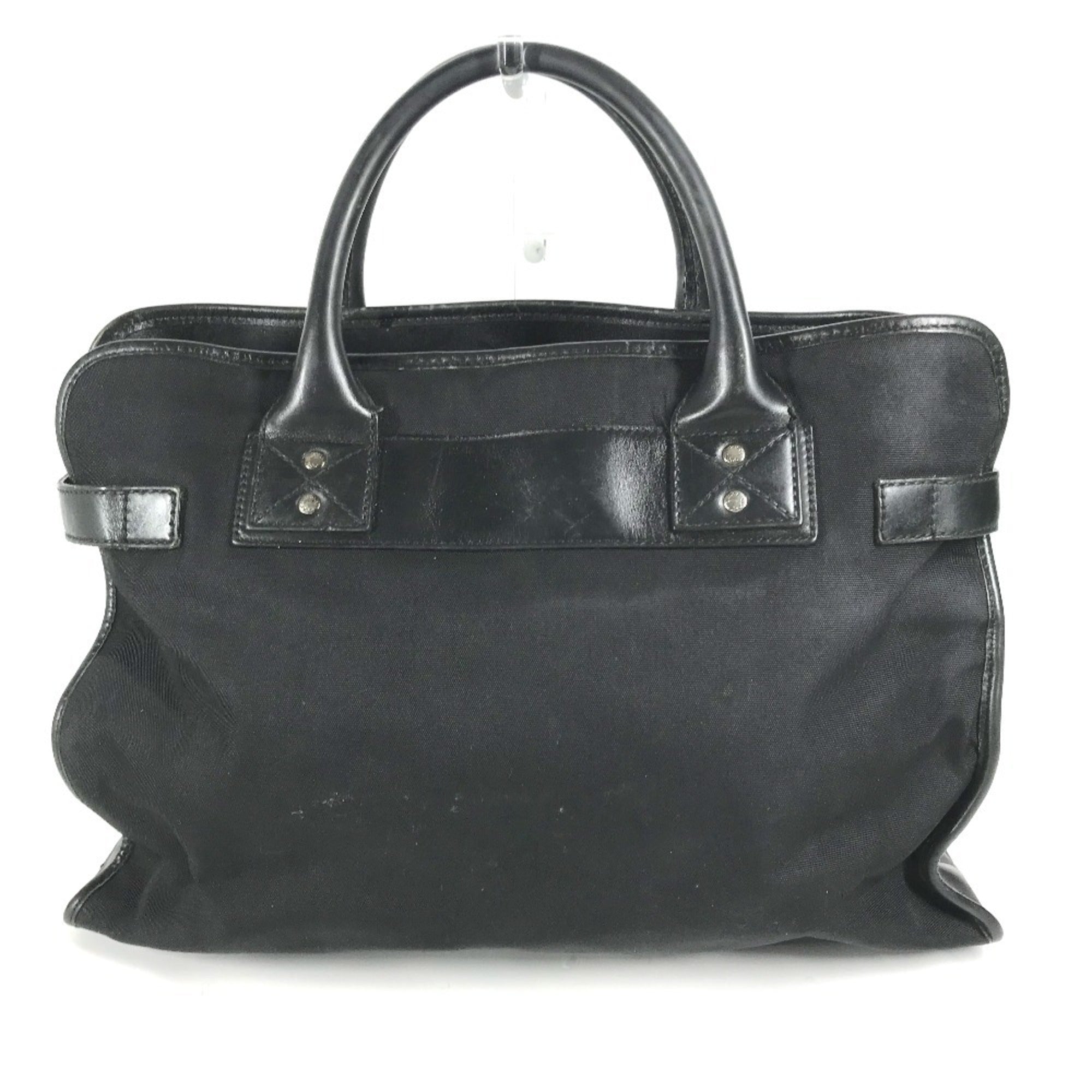 Gucci Black Nylon Leather Handbag Tote Bag (Pre-Owned)