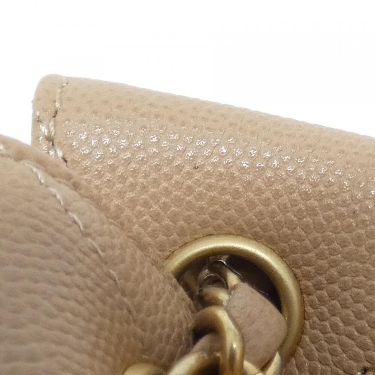 Chanel Beige Grained Calfskin Pouch Shoulder Bag (Pre-Owned)