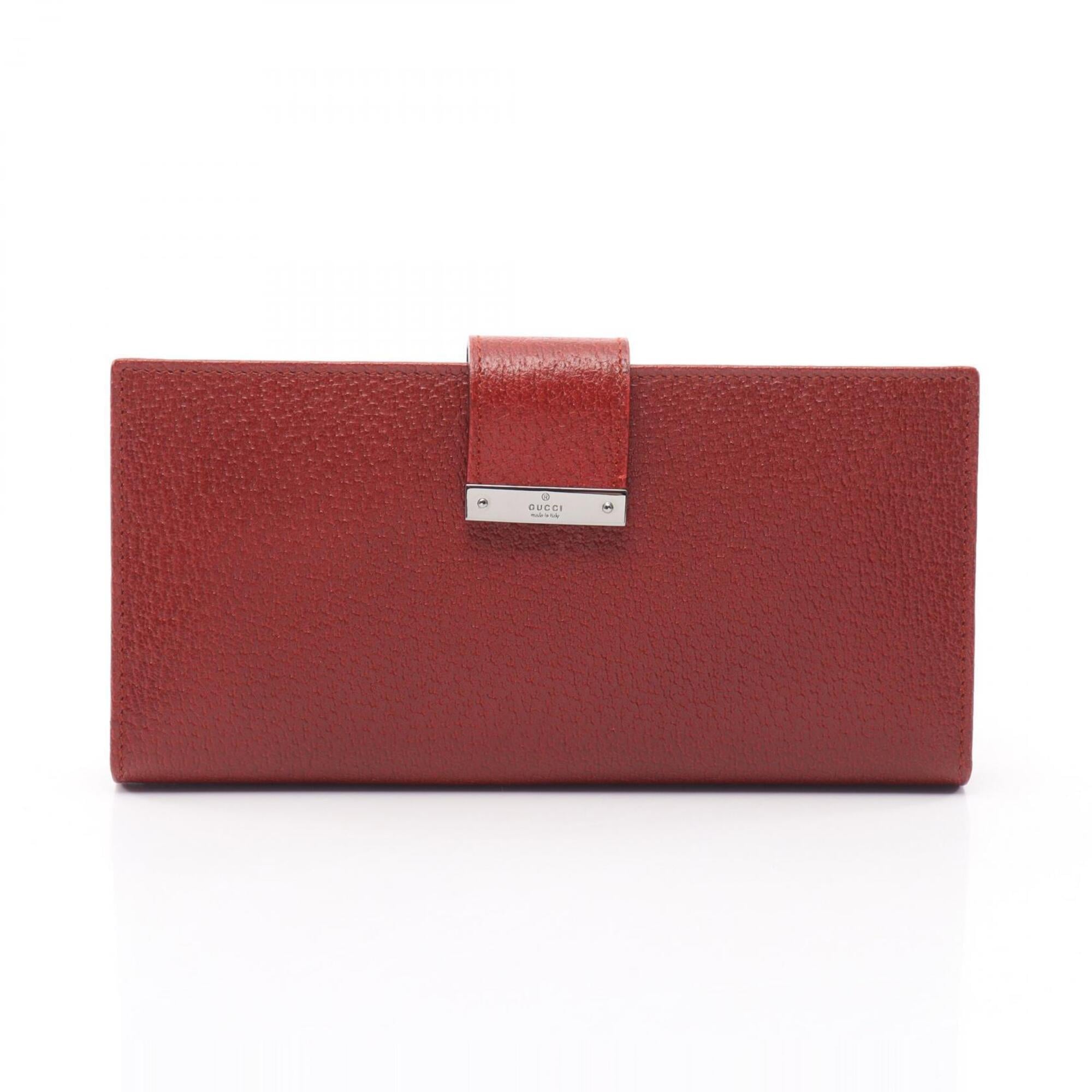 Gucci Red Color Leather Long Wallet (Bi-Fold) (Pre-Owned)
