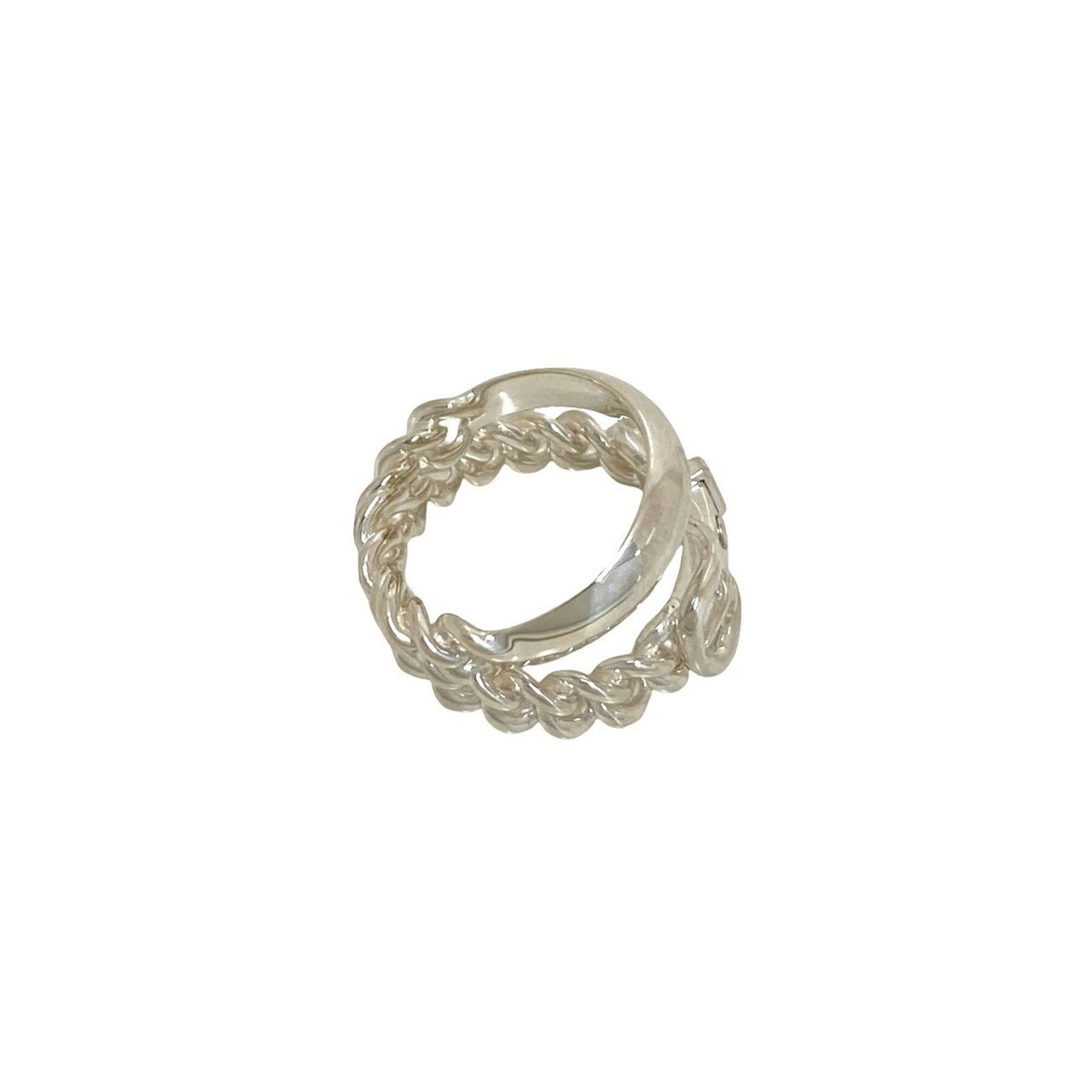 Hermes Silver Silver 925 Band Ring (Pre-Owned)