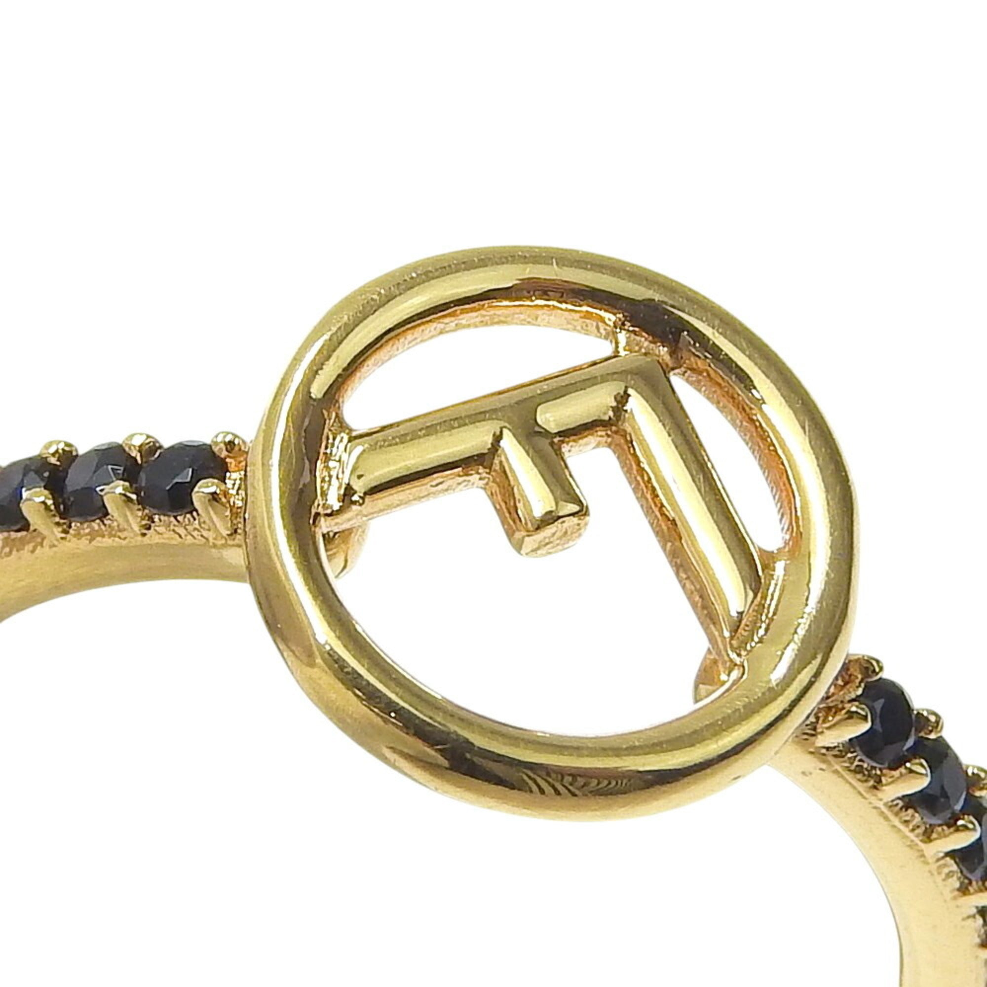 Fendi Gold Black Gold Plating Band Ring (Pre-Owned)