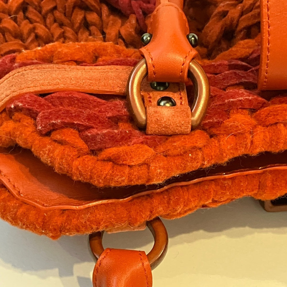 Salvatore Ferragamo Orange Knit Handbag (Pre-Owned)