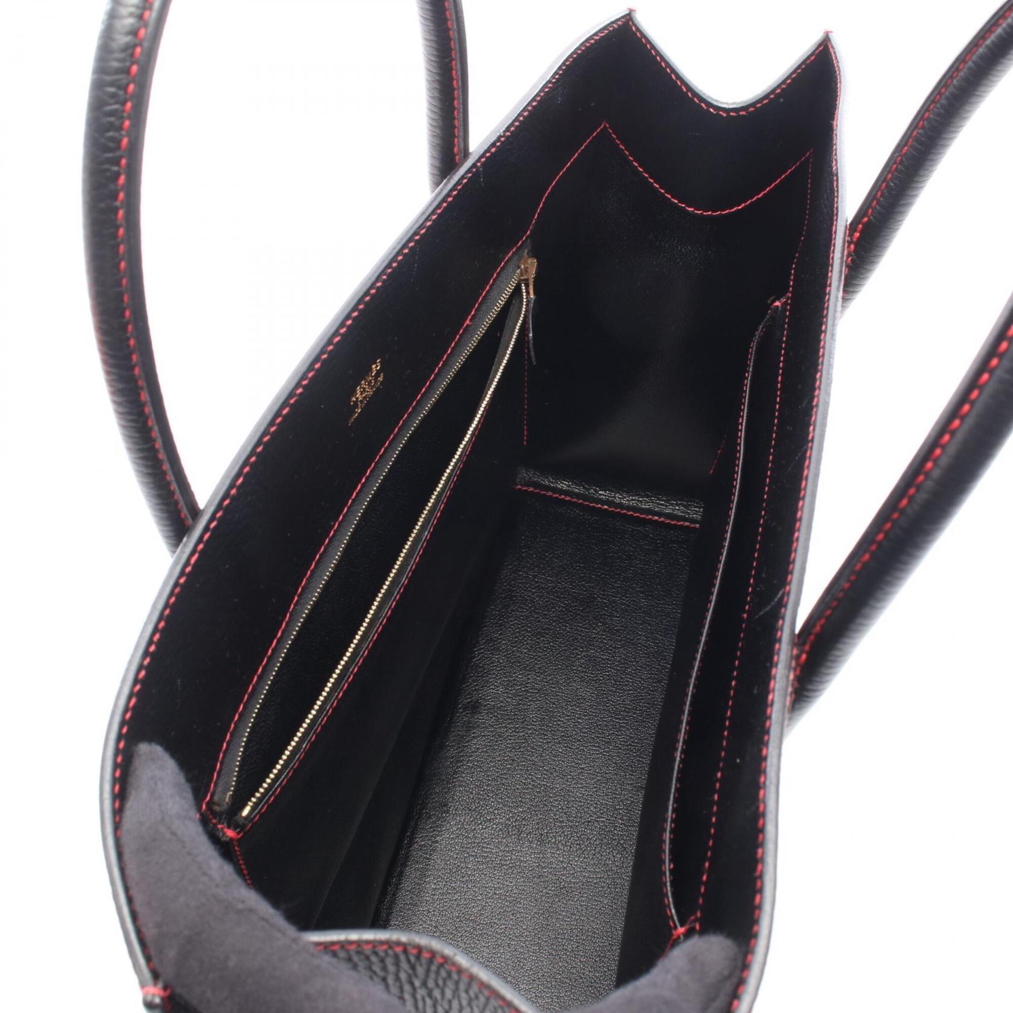 Hermes Black Leather Handbag Tote Bag (Pre-Owned)