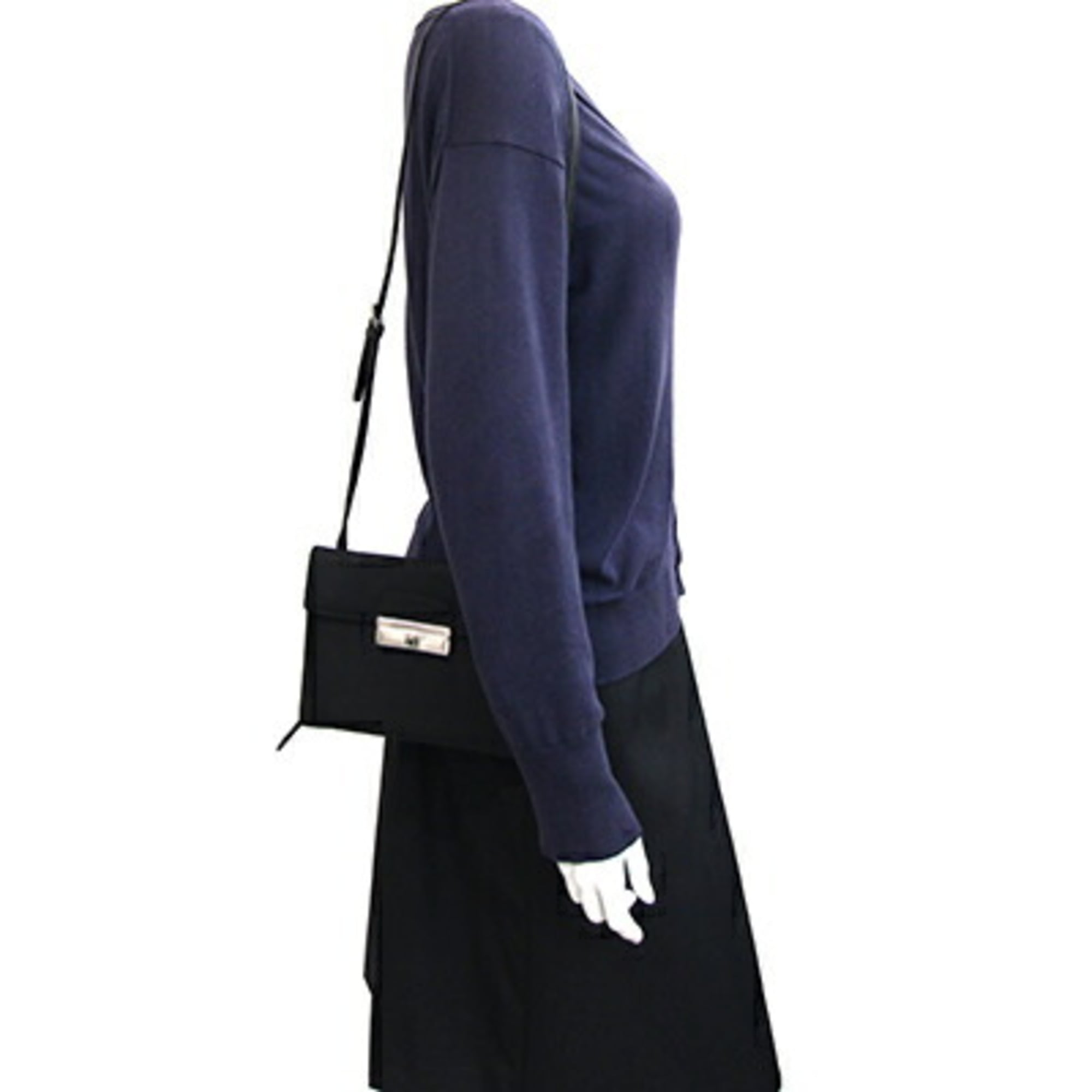 Prada Black Nylon Leather Pochette Shoulder Bag (Pre-Owned)