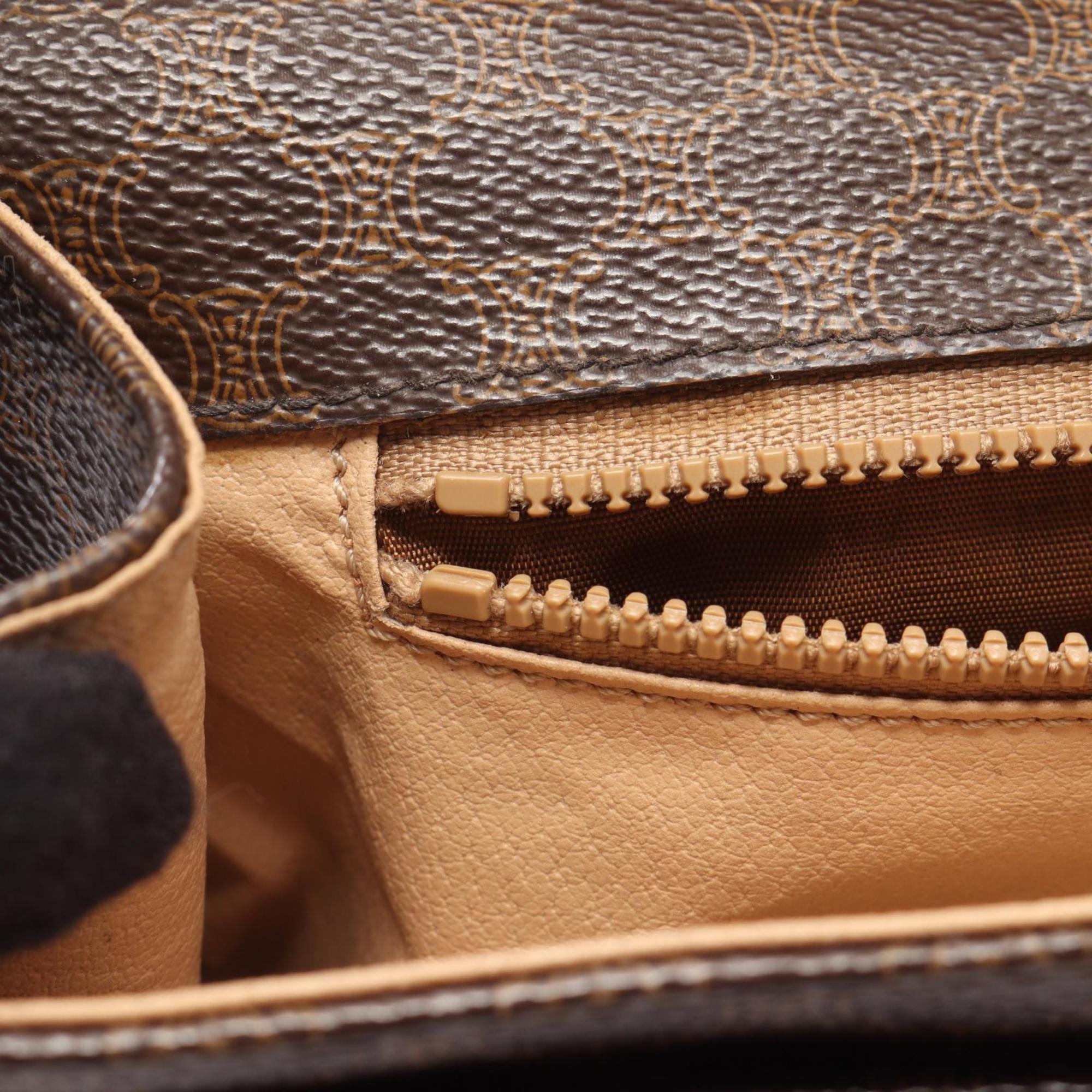 Celine Brown Coated Canvas Leather Handbag (Pre-Owned)