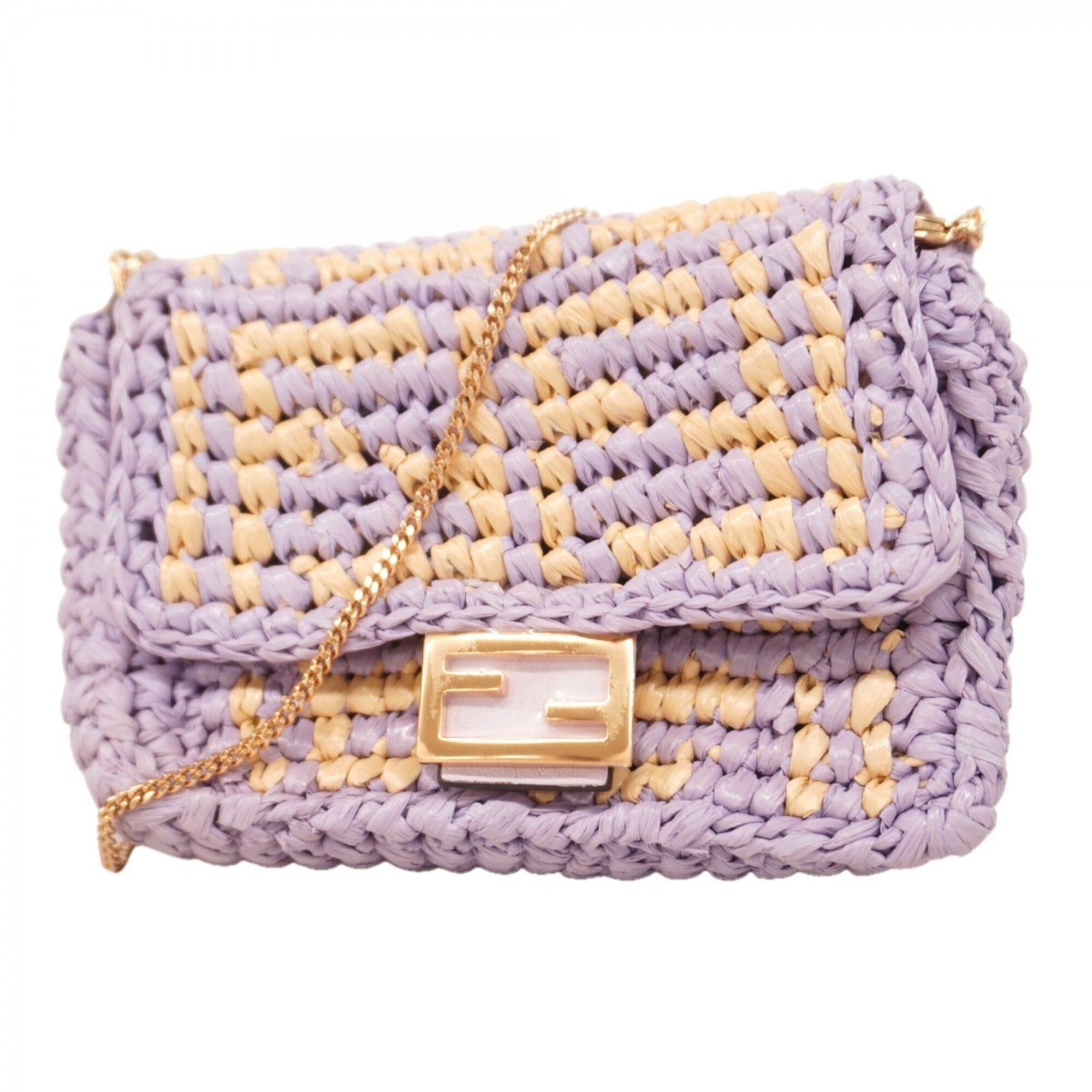Fendi Purple Raffia Shoulder Bag (Pre-Owned)