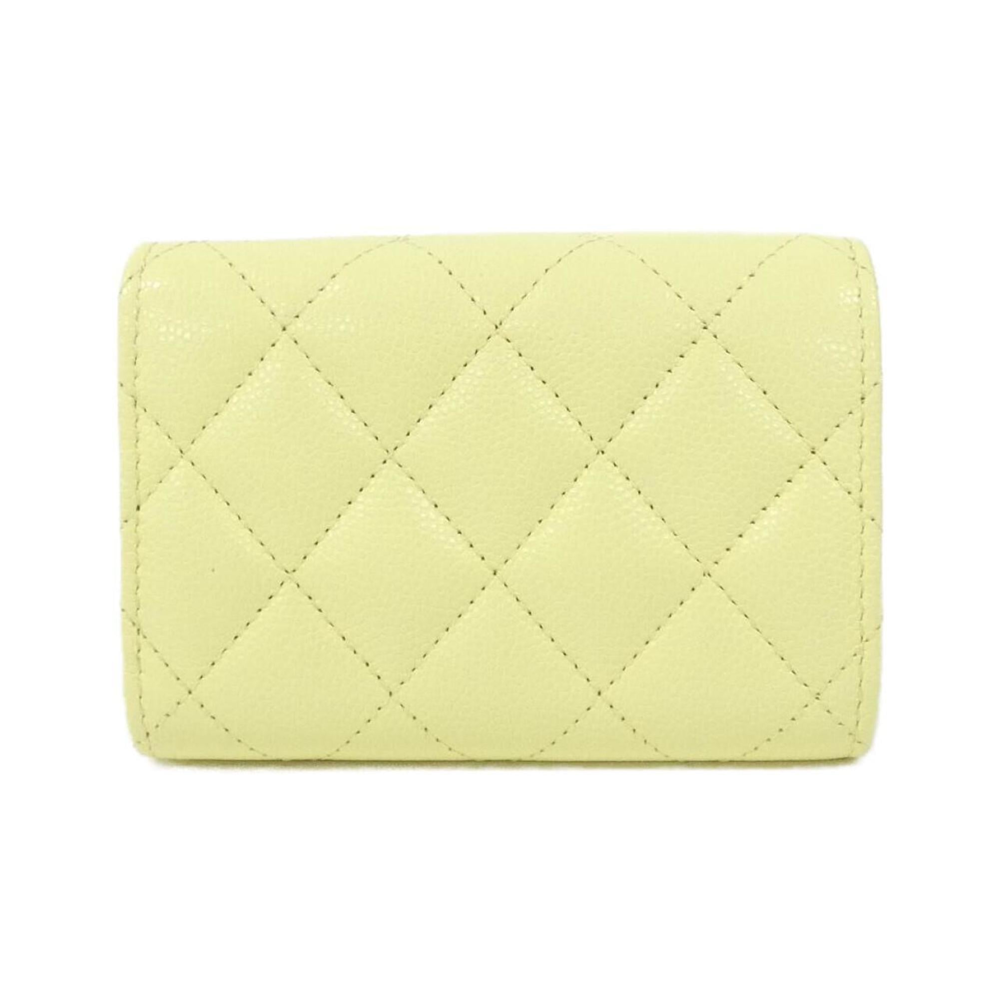 Chanel Yellow Grained Calfskin Wallet (Bi-Fold) (Pre-Owned)
