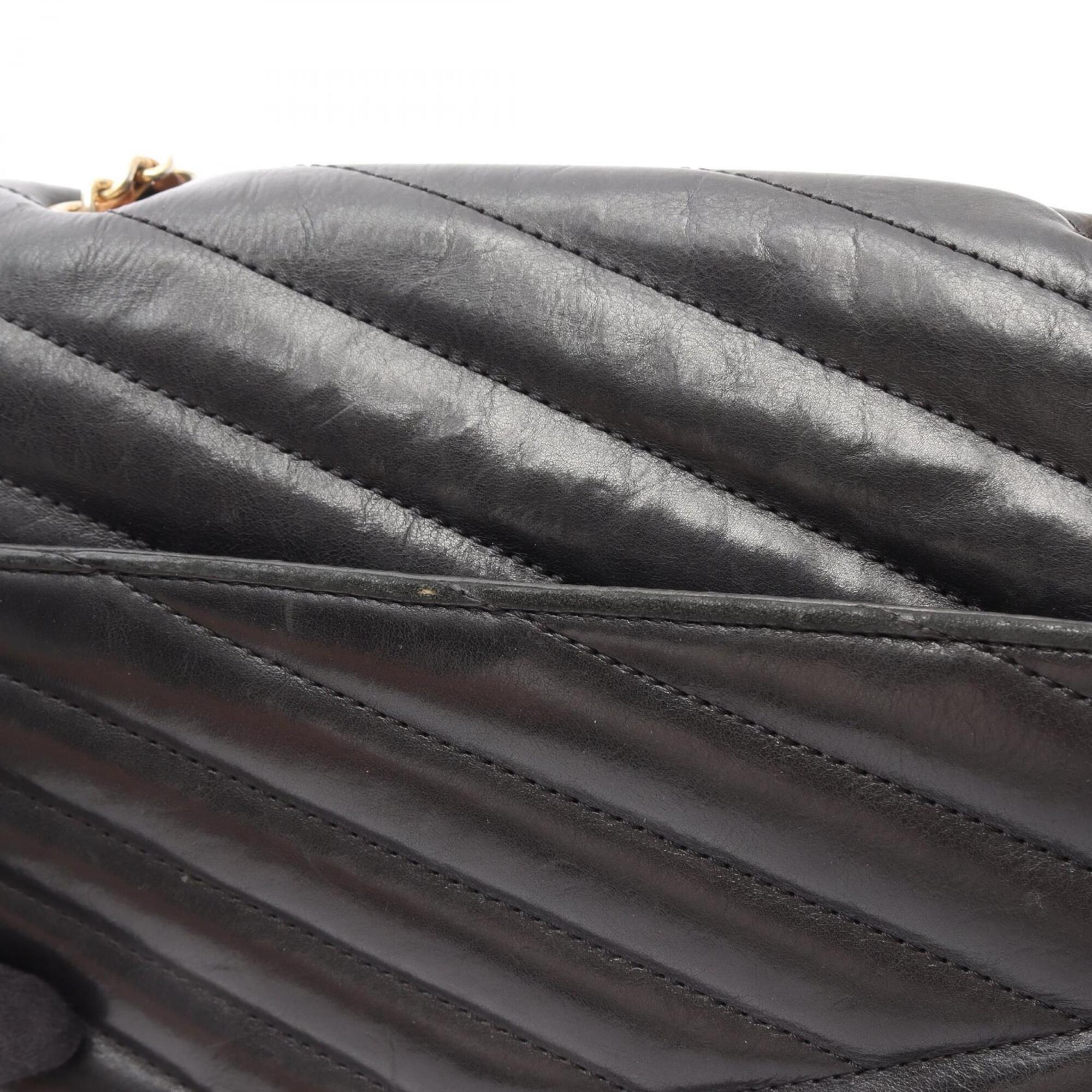 Chanel Black Leather Handbag Shoulder Bag (Pre-Owned)