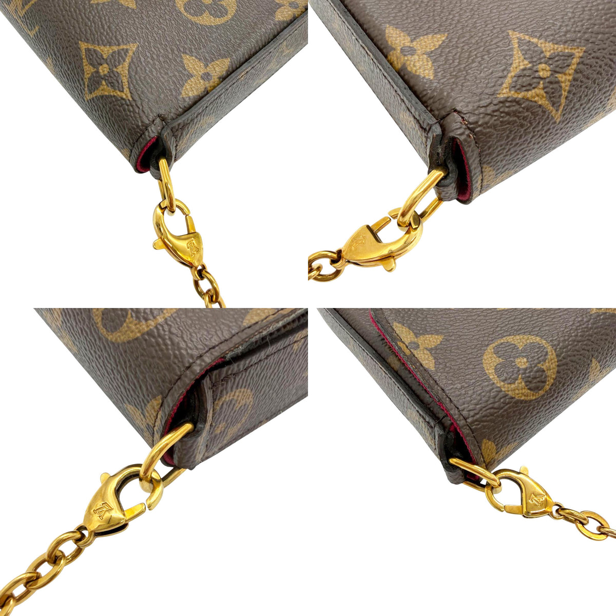 Louis Vuitton Brown Fuchsia Monogram Clutch Bag Pochette Pouch Shoulder Bag (Pre-Owned)