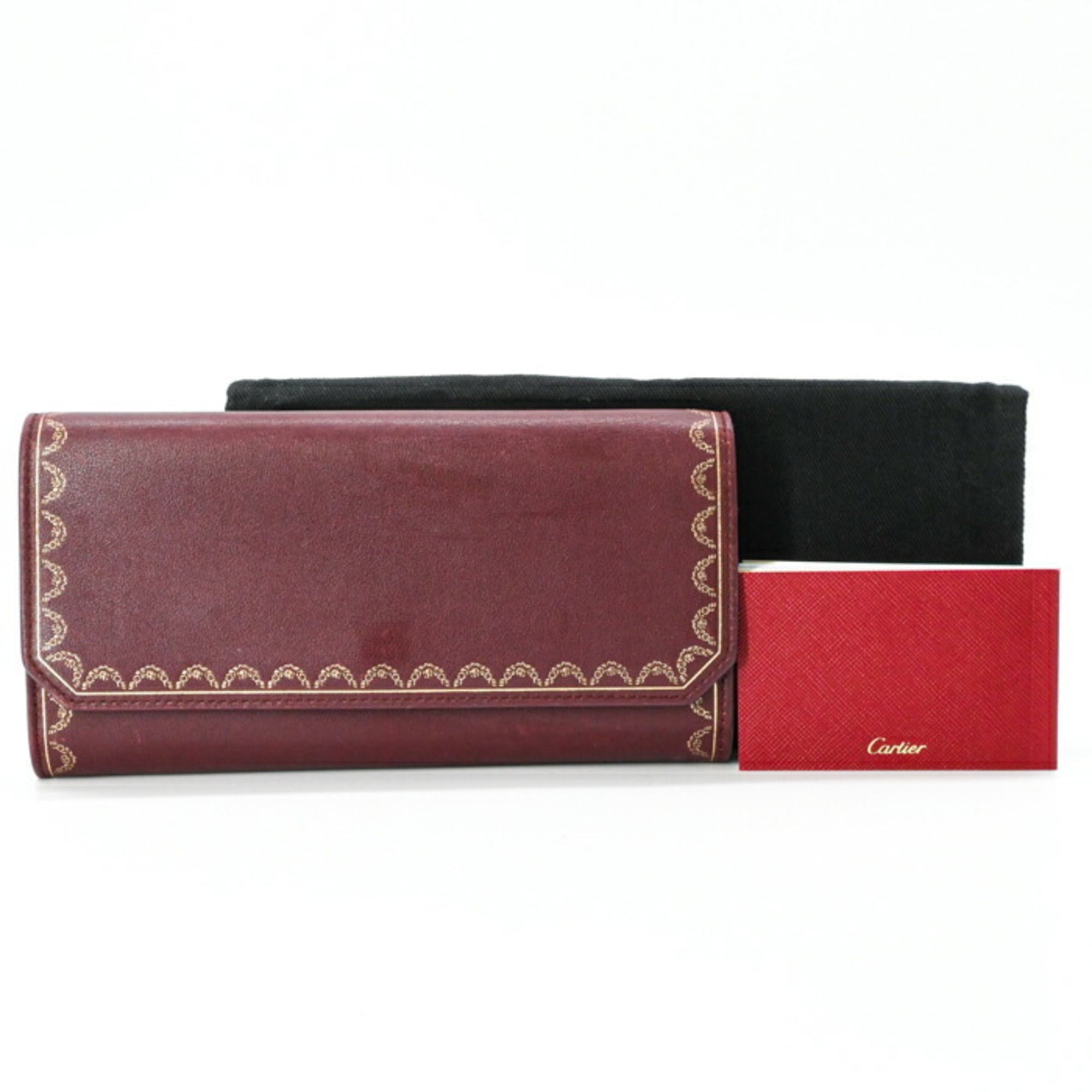Cartier Bordeaux Leather Long Wallet (Bi-Fold) (Pre-Owned)