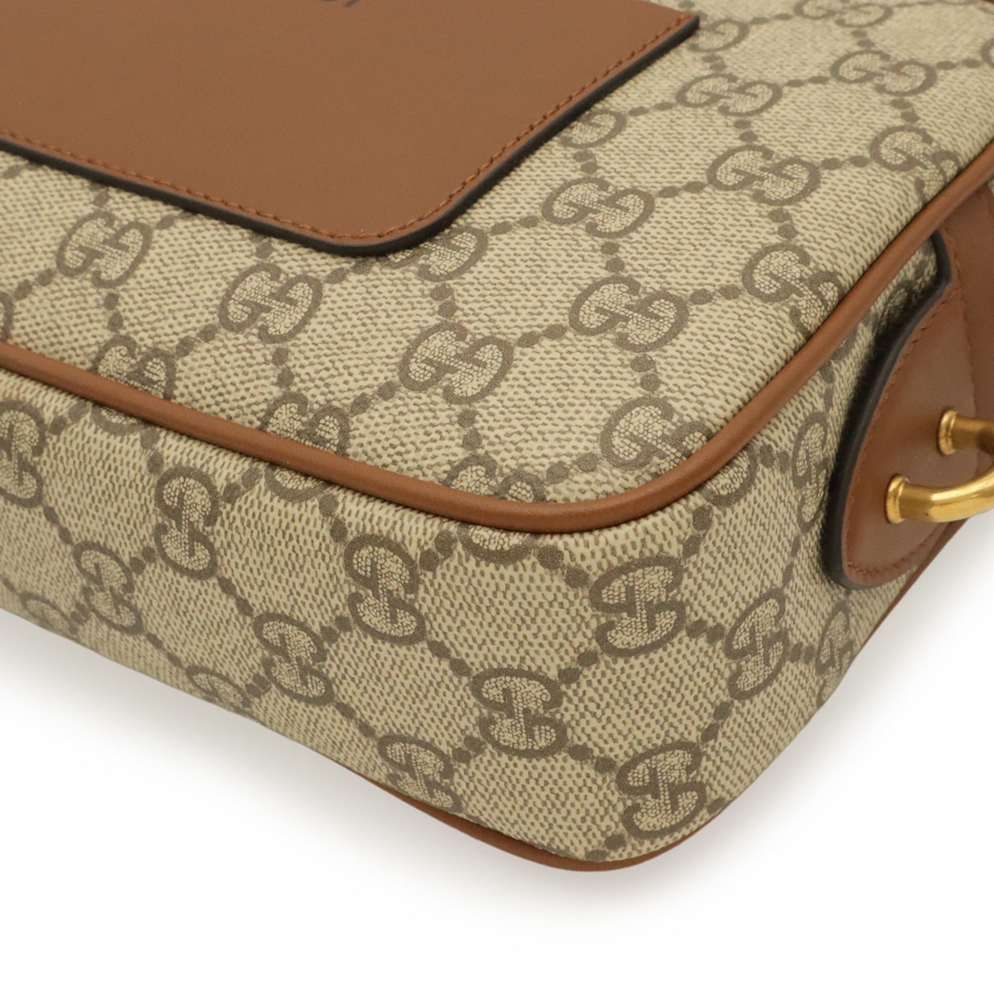 Gucci Beige Brown Brown Canvas Shoulder Bag (Pre-Owned)