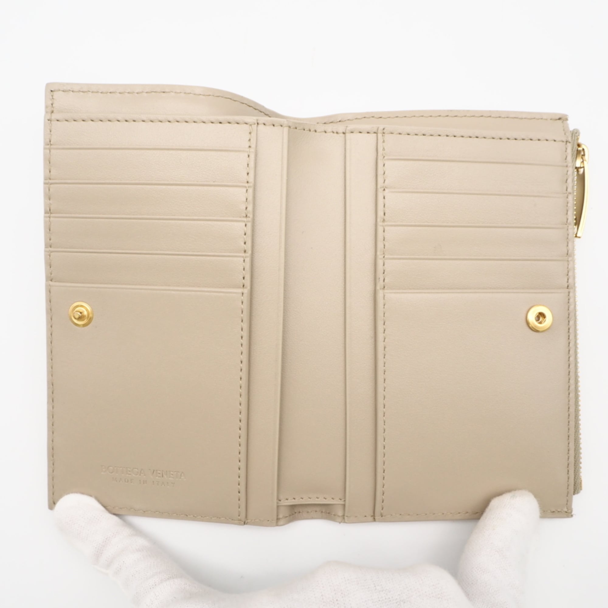 Bottega Veneta Intrecciato Beige Leather Wallet (Bi-Fold) (Pre-Owned)