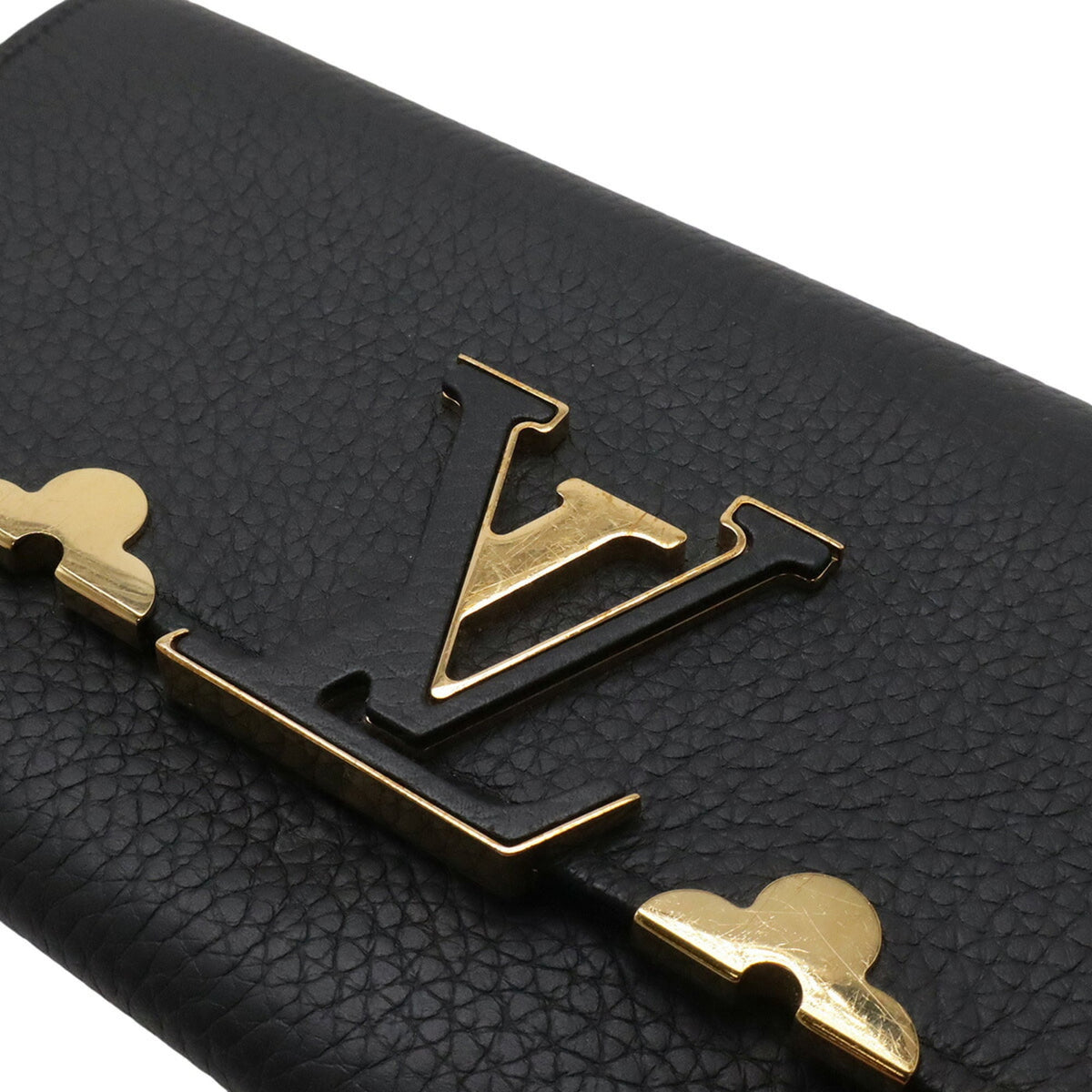 Louis Vuitton Black Noir Leather Long Wallet (Bi-Fold) (Pre-Owned)