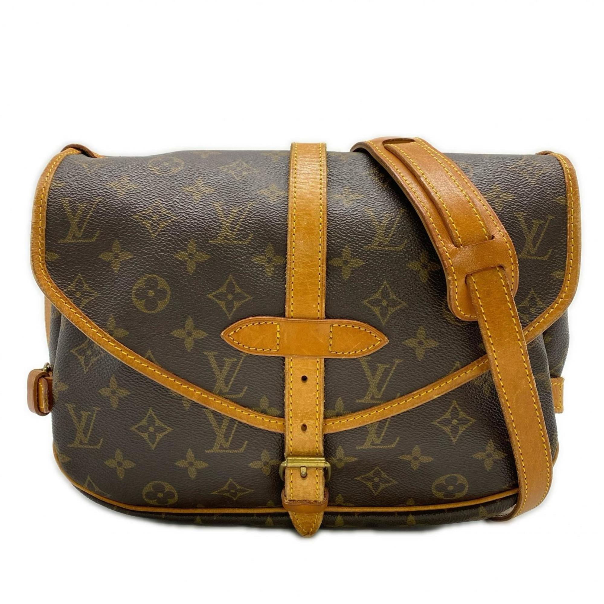 Louis Vuitton Monogram Brown Coated Canvas Leather Shoulder Bag (Pre-Owned)