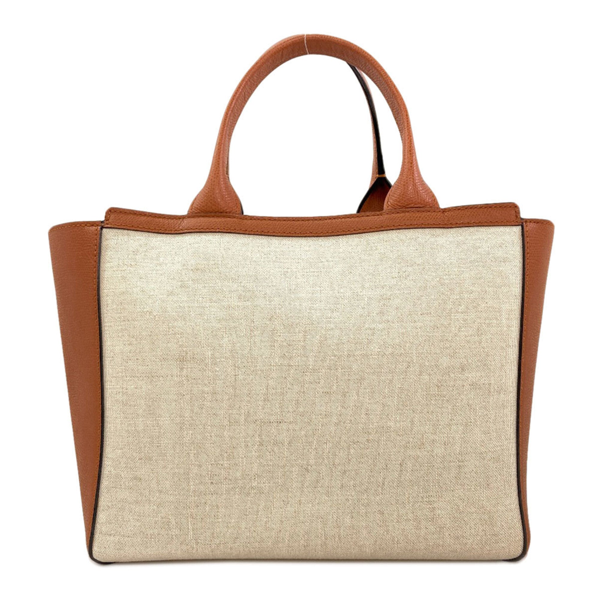 Valextra Brown Canvas Leather Shopping Bag Tote Bag (Pre-Owned)