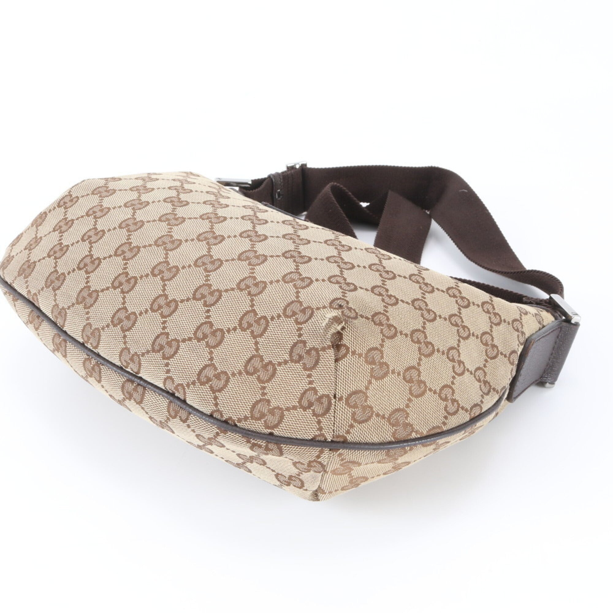 Gucci Gg Canvas Brown Leather Canvas Shoulder Bag (Pre-Owned)