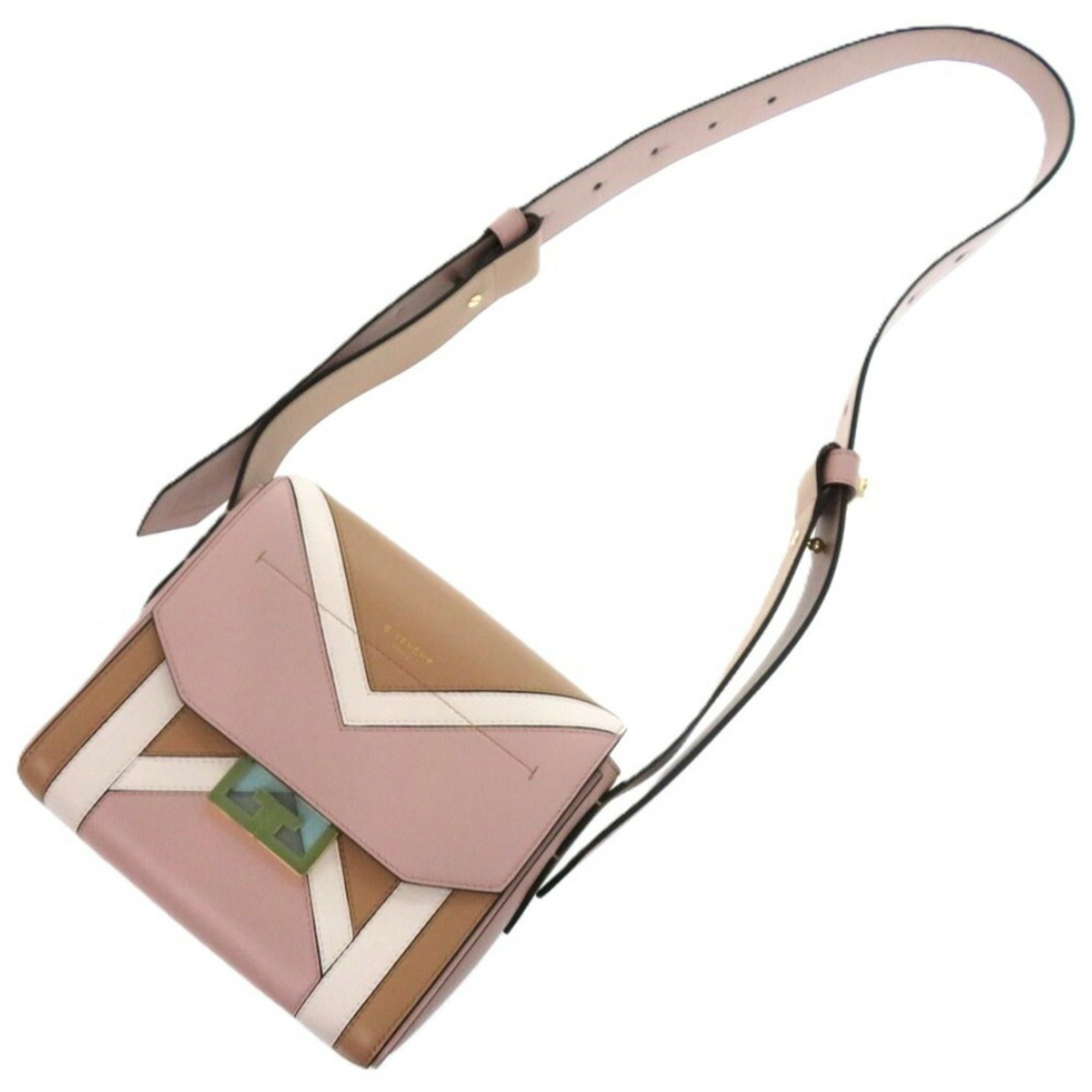 Givenchy Brown Pink White Leather Shoulder Bag (Pre-Owned)