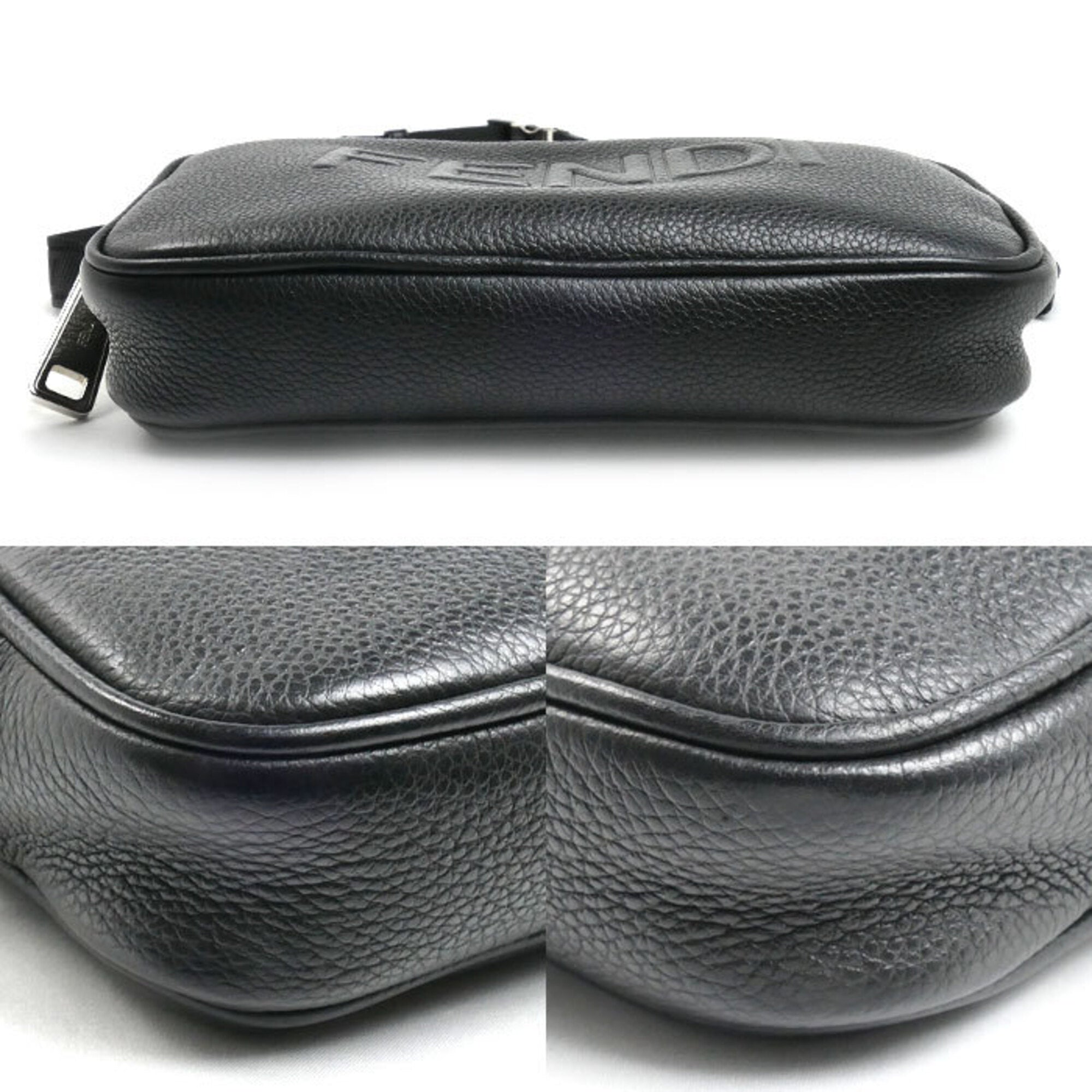 Fendi Black Leather Shoulder Bag Sling Bag (Pre-Owned)