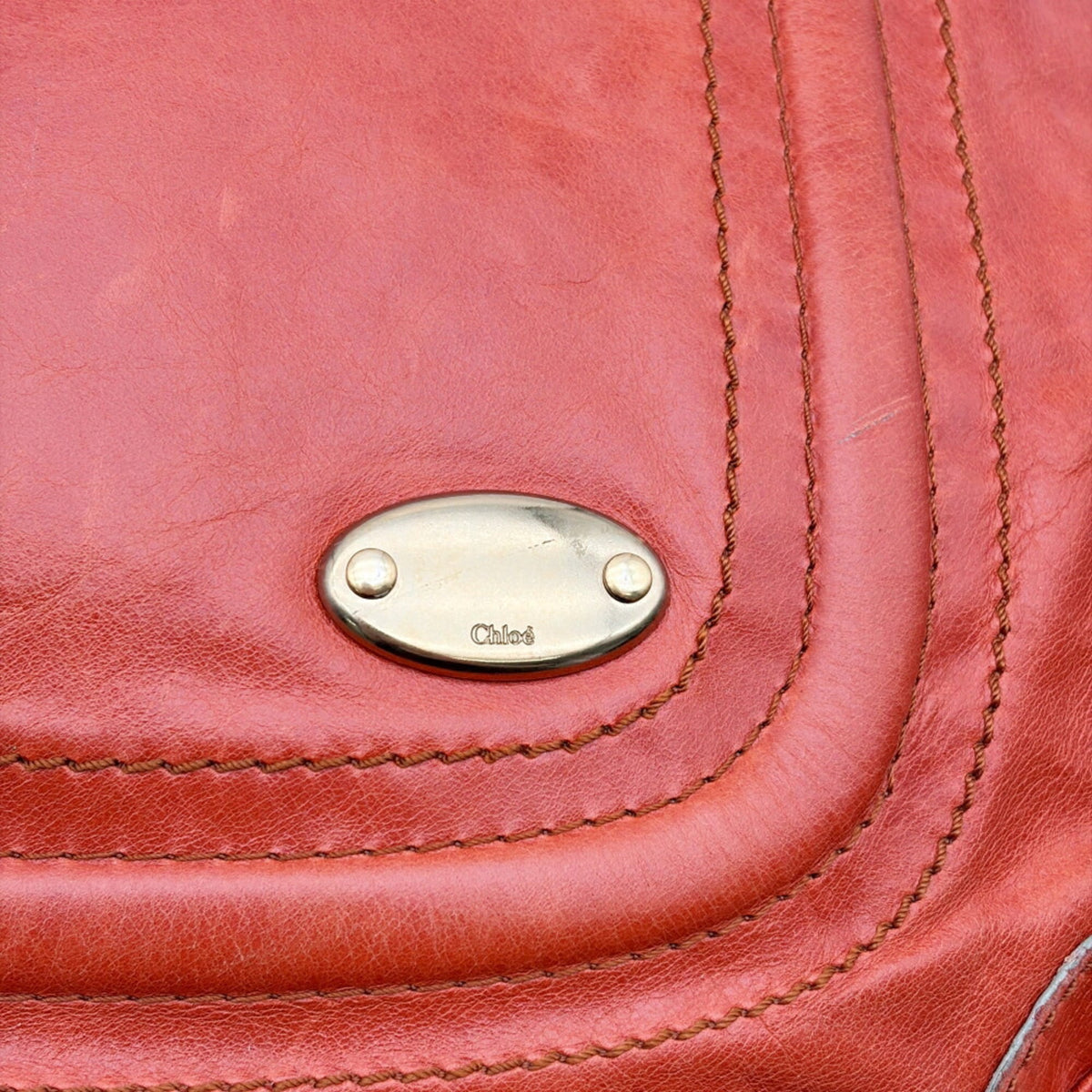 Chloé Orange Leather Shoulder Bag (Pre-Owned)
