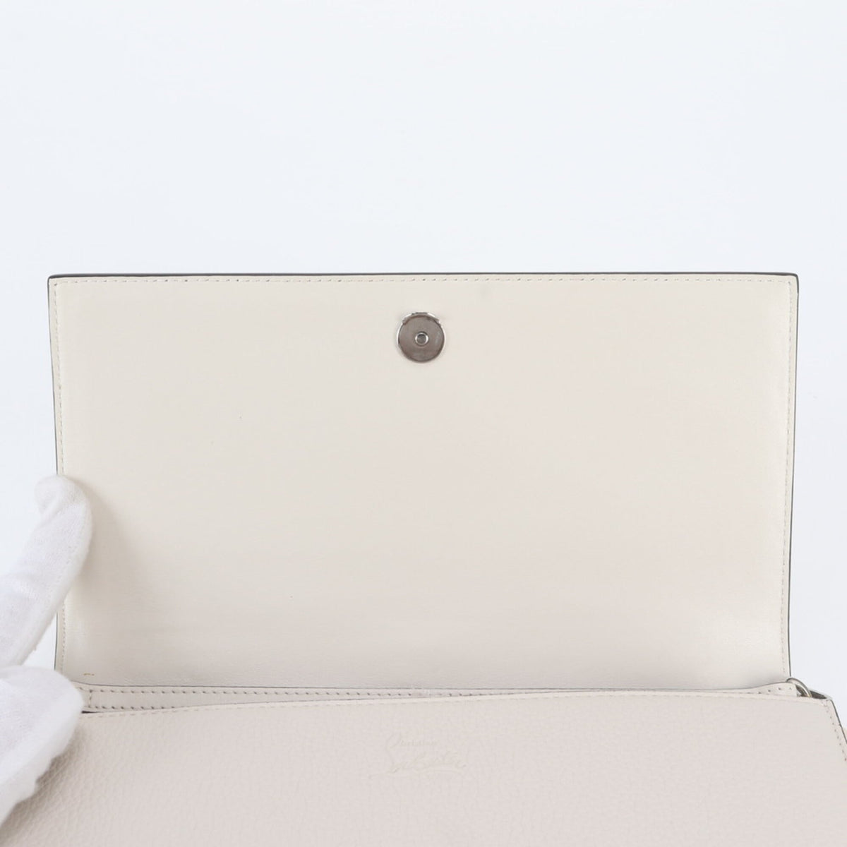 Christian Louboutin Beige Leather Clutch Bag Handbag Shoulder Bag (Pre-Owned)