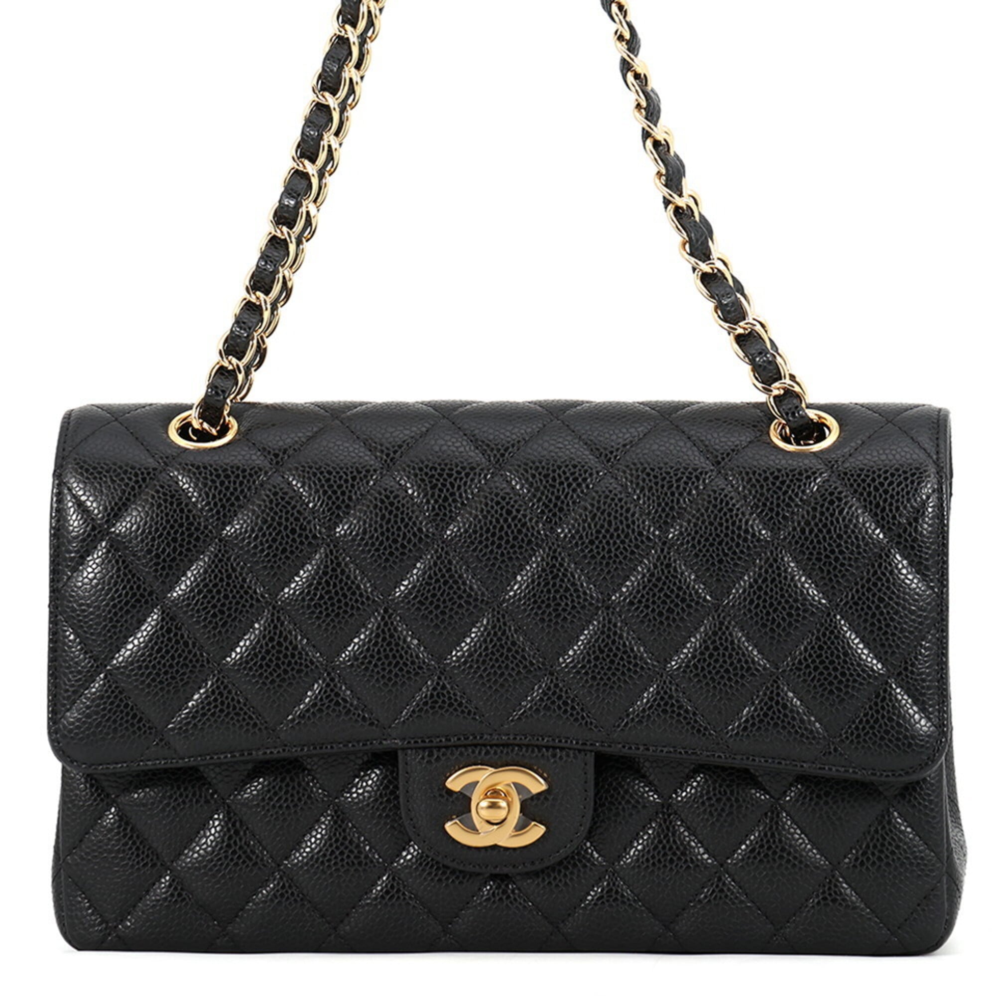 Chanel Black Grained Calfskin Handbag Shoulder Bag (Pre-Owned)