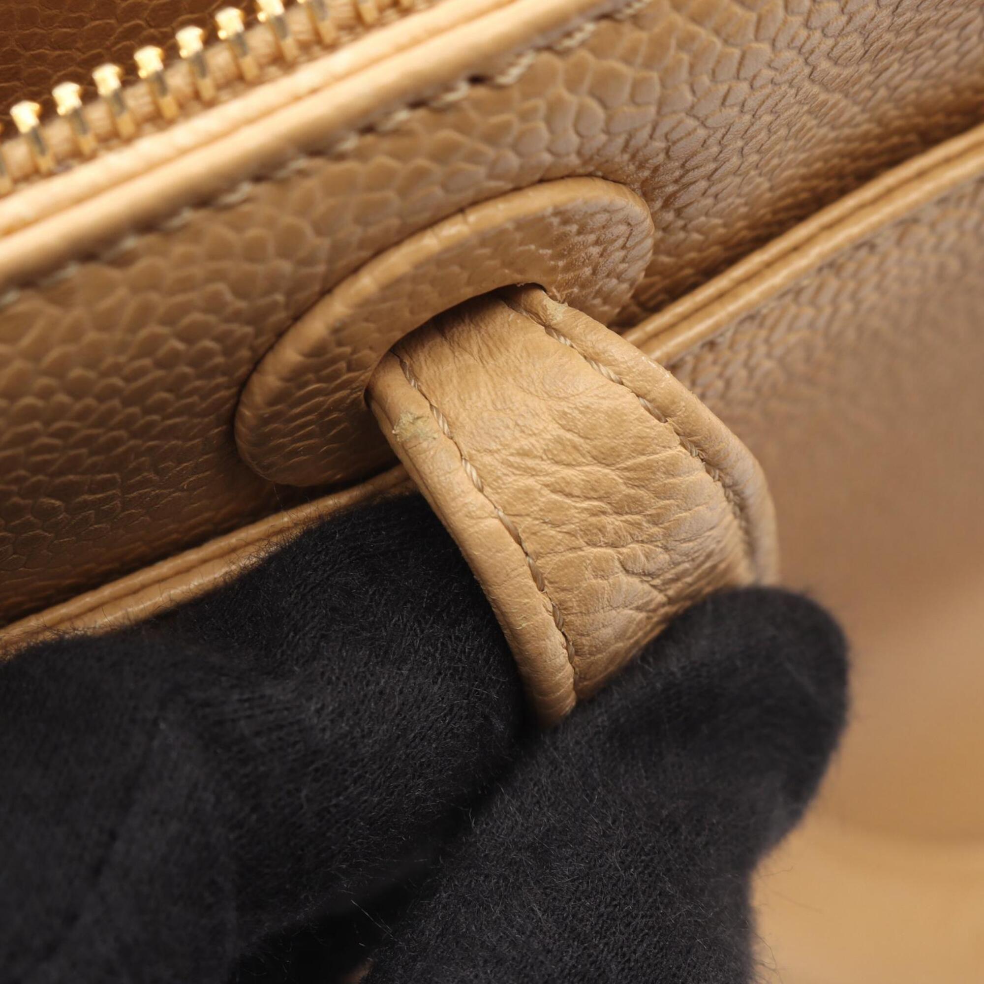 Chanel Beige Grained Calfskin Handbag (Pre-Owned)