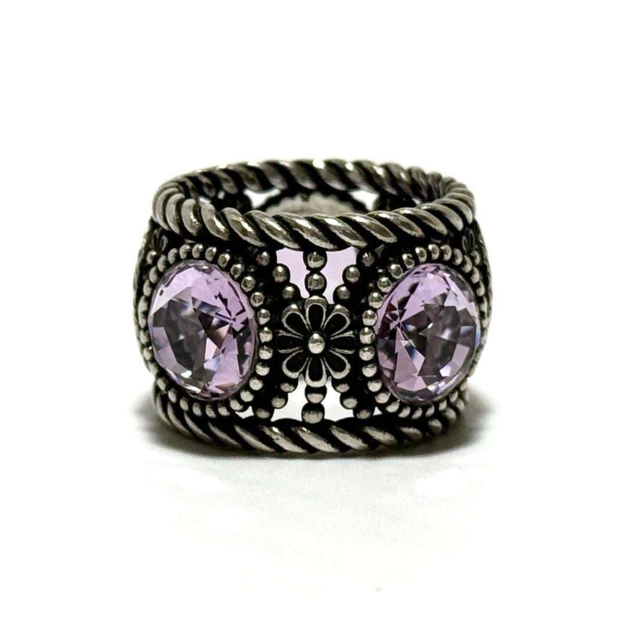 Gucci Silver Rhinestone Silver 925 Band Ring (Pre-Owned)