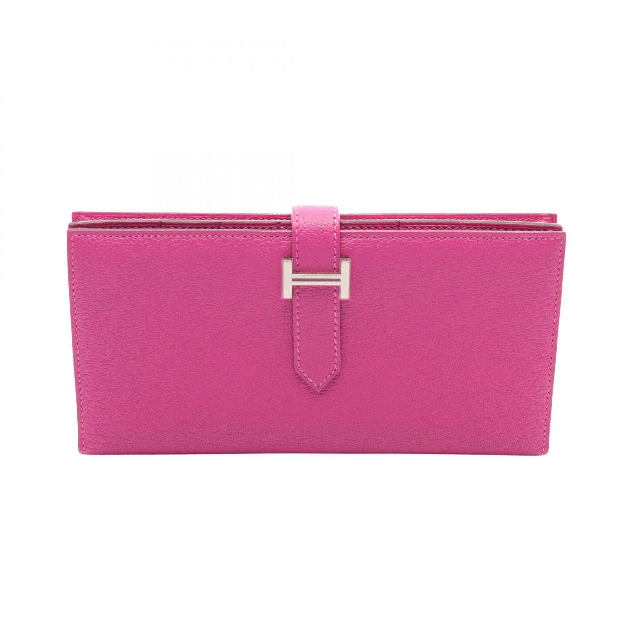 Hermes Pink Chevre Leather Long Wallet (Bi-Fold) (Pre-Owned)