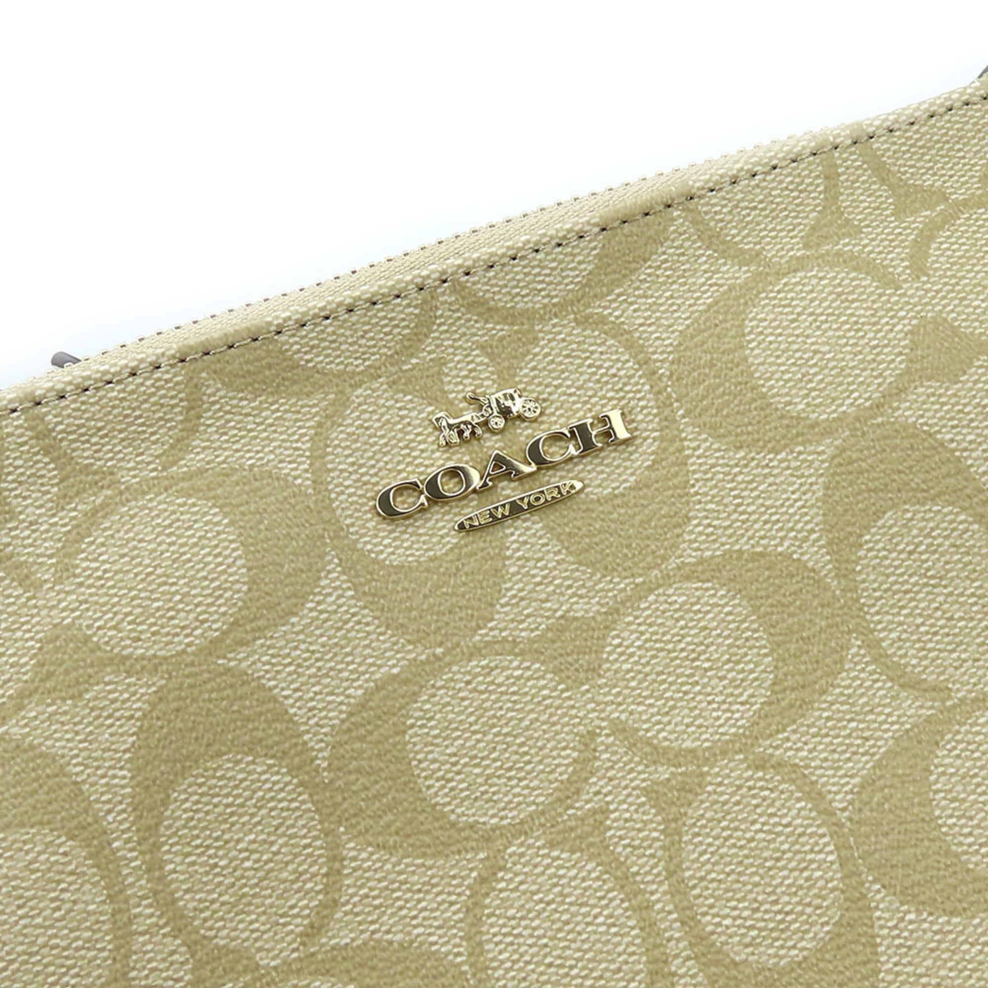 Coach Signature Beige White Pvc Leather Shoulder Bag (Pre-Owned)