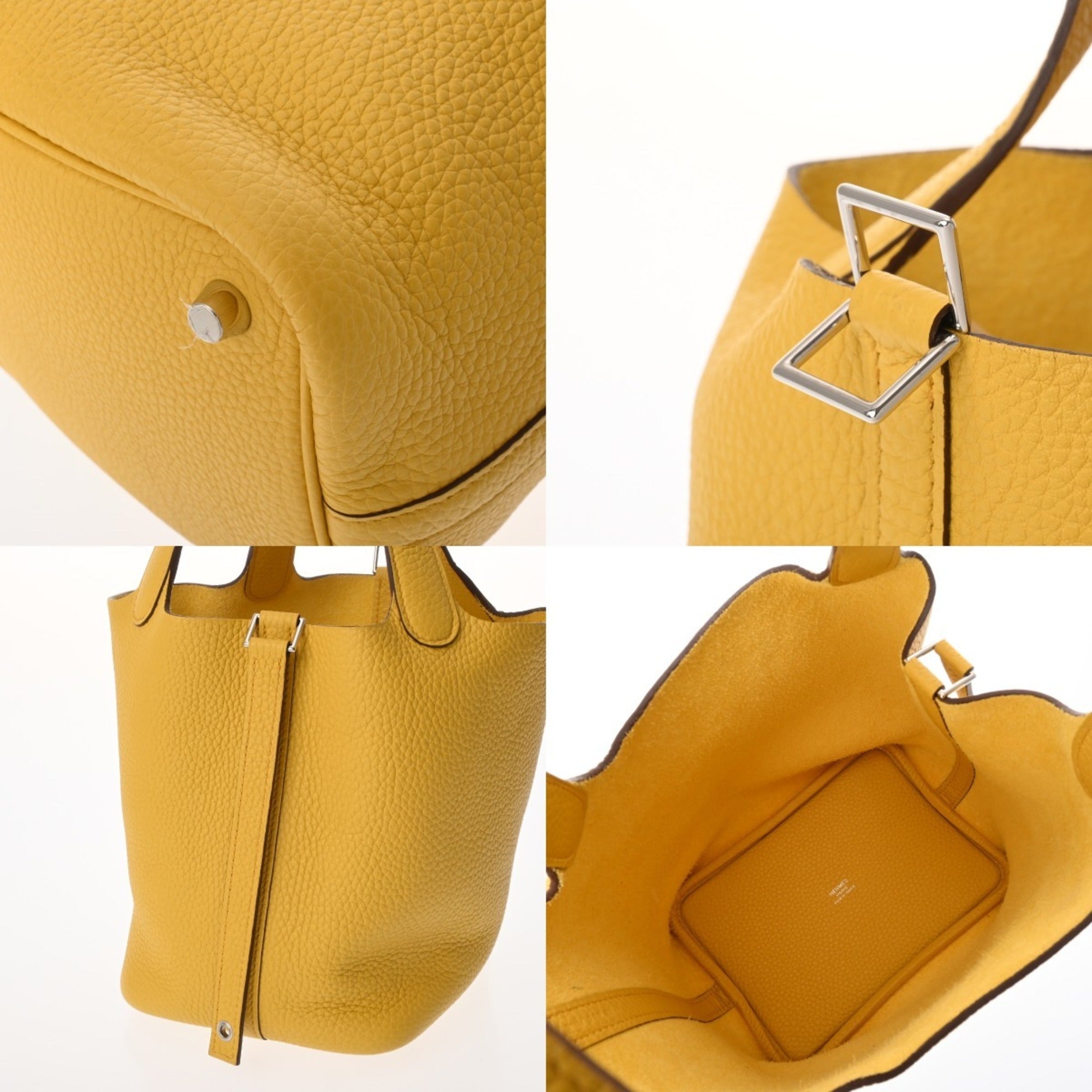 Hermes Silver Taurillon Clemence Leather Handbag (Pre-Owned)