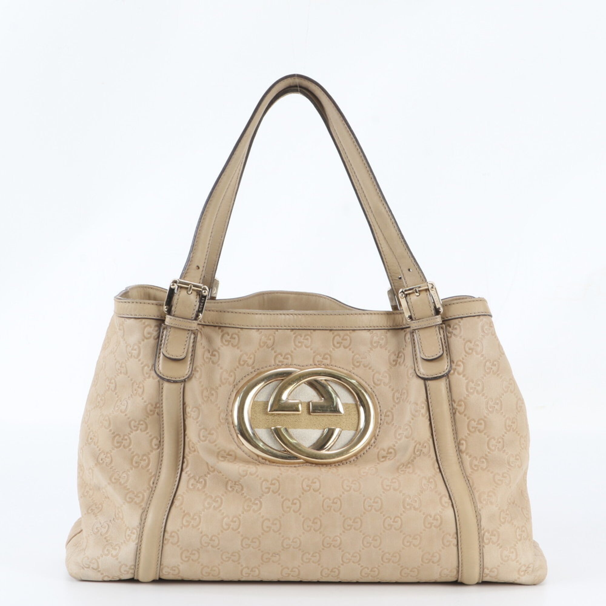 Gucci Brown Leather Handbag Shoulder Bag Tote Bag (Pre-Owned)