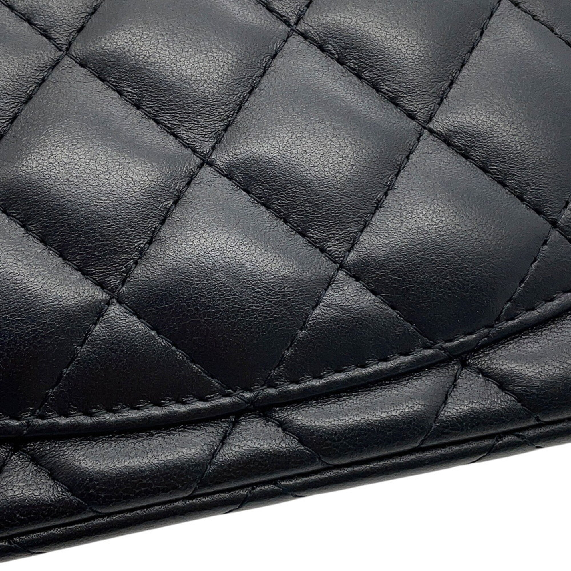 Chanel Black Leather Handbag Shoulder Bag (Pre-Owned)
