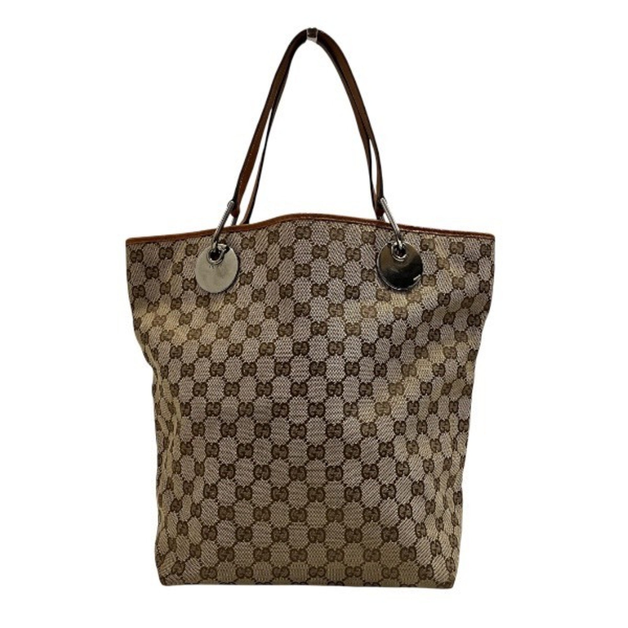 Gucci Beige Orange Gg Canvas Handbag Shoulder Bag Tote Bag (Pre-Owned)