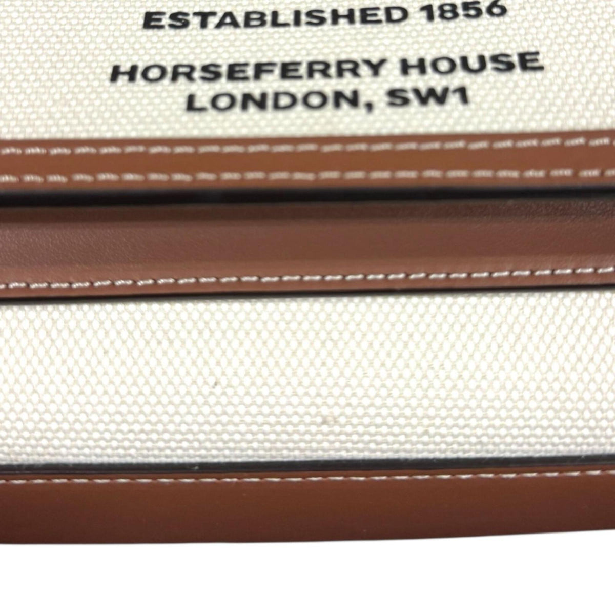 Burberry Brown White Leather Canvas Shoulder Bag (Pre-Owned)