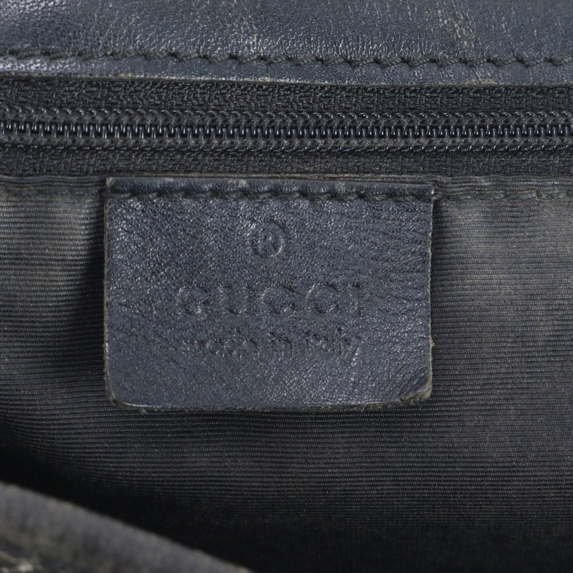 Gucci Black Gray Leather Canvas Handbag Tote Bag (Pre-Owned)