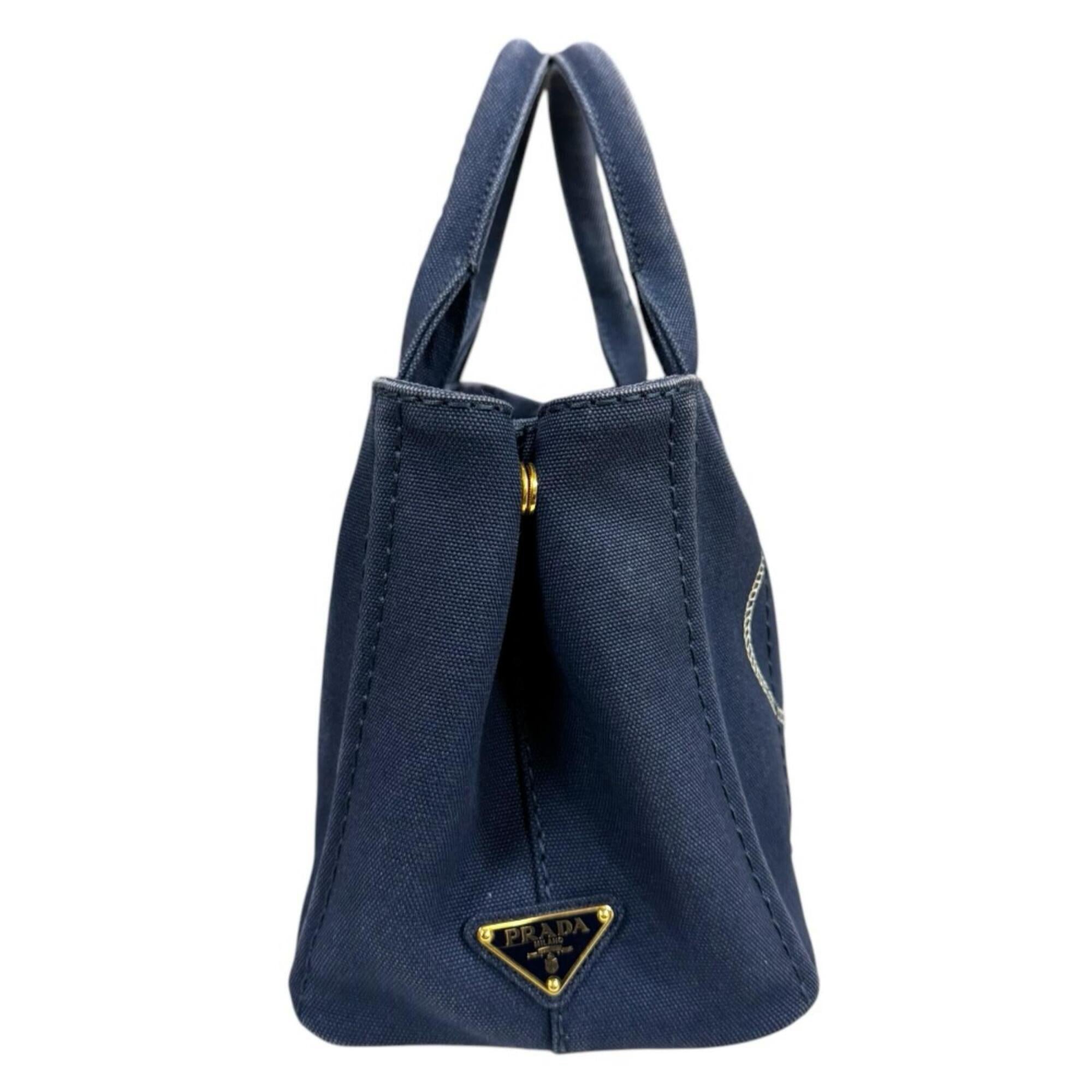 Prada Navy Canvas Shoulder Bag (Pre-Owned)