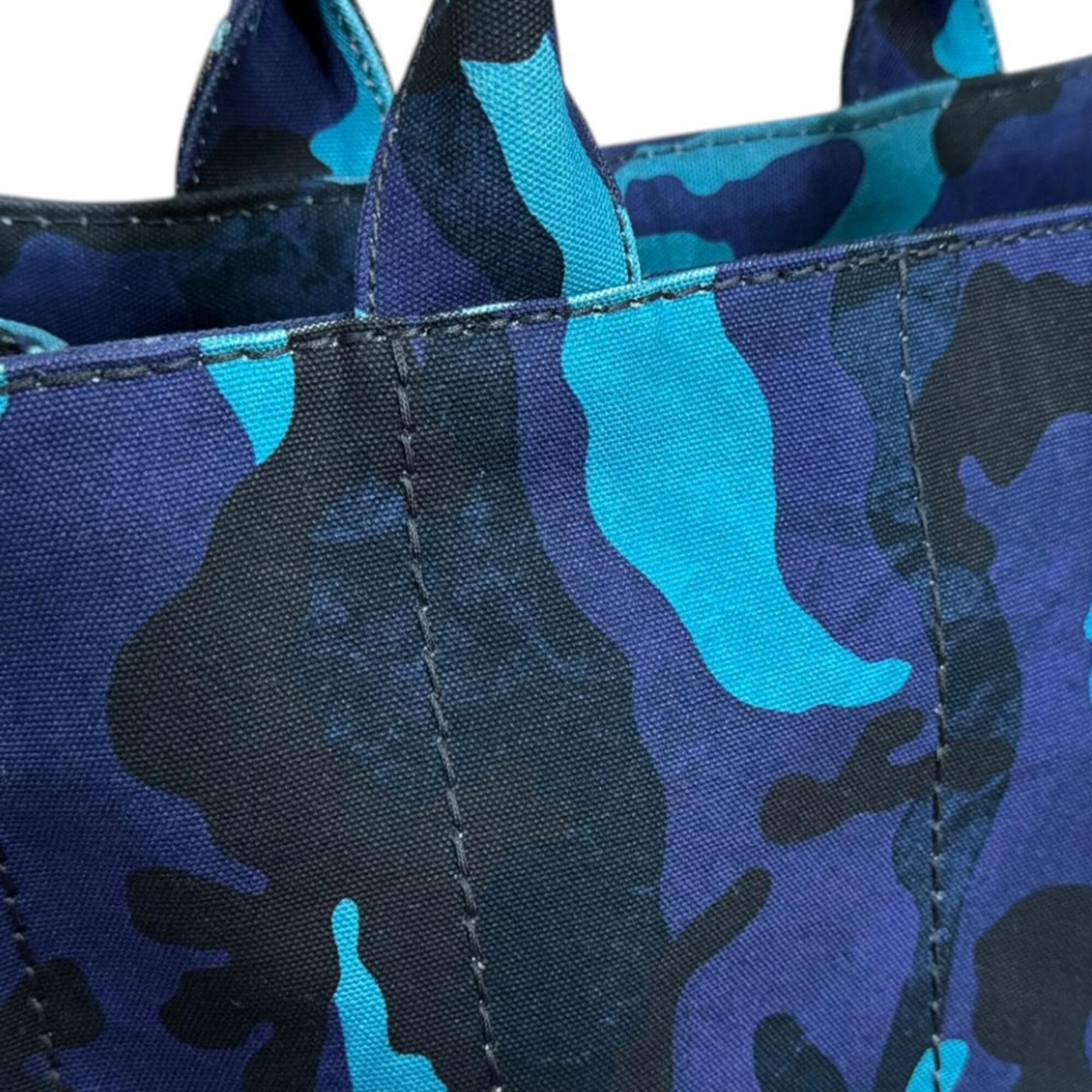 Prada Blue Camouflage Royal Canvas Handbag Shoulder Bag (Pre-Owned)