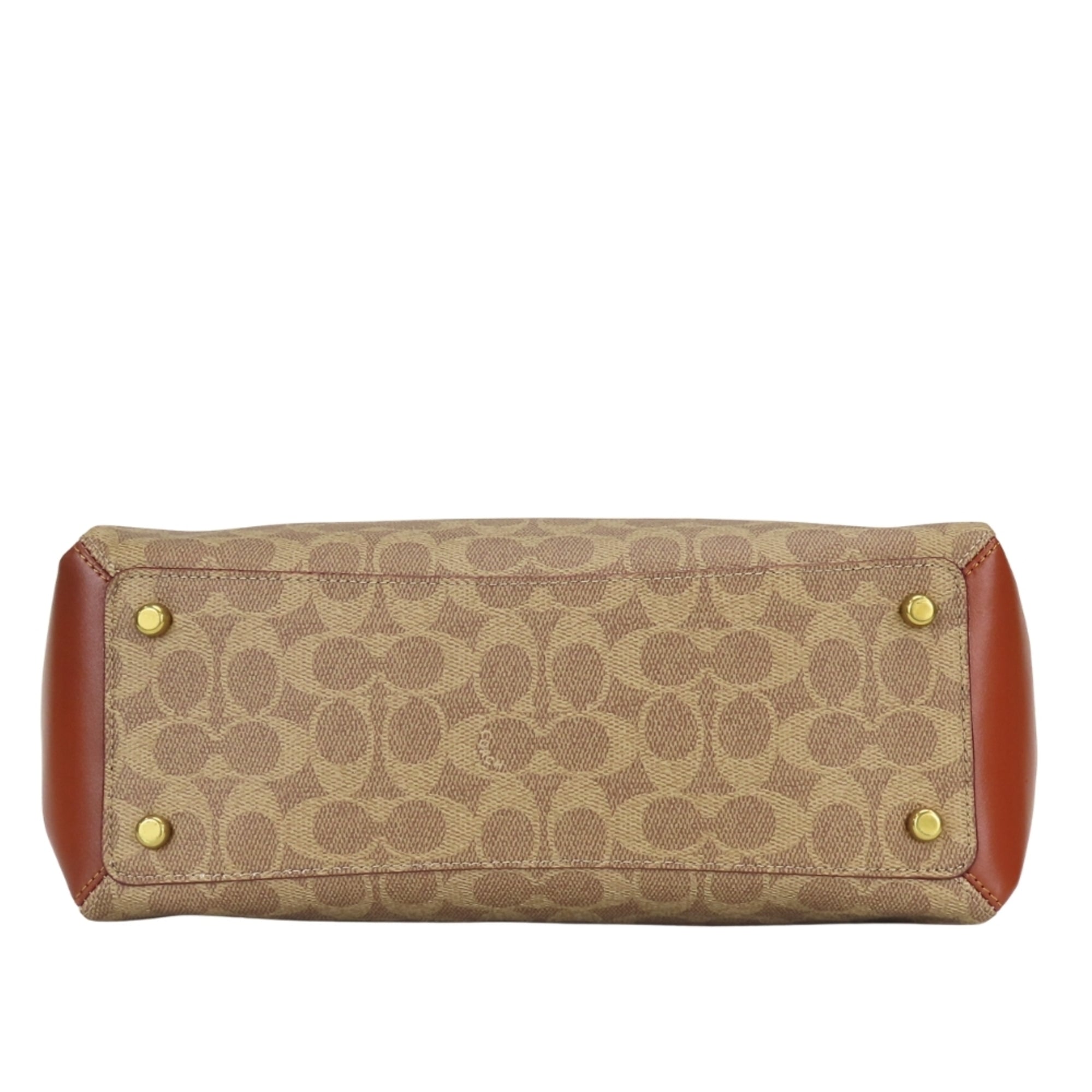Coach Signature Beige Brown Pvc Leather Shoulder Bag (Pre-Owned)