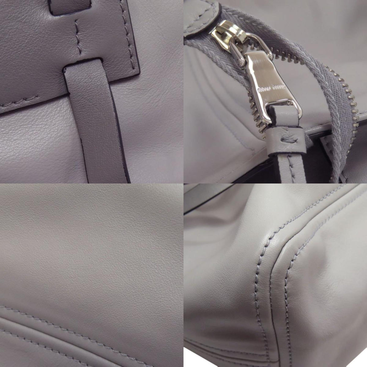 Miu Miu Gray Leather Tote Bag (Pre-Owned)