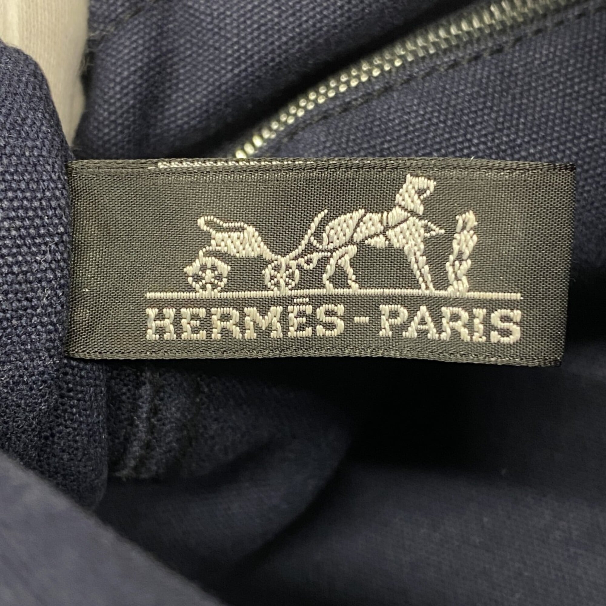 Hermes Black Navy Canvas Tote Bag (Pre-Owned)