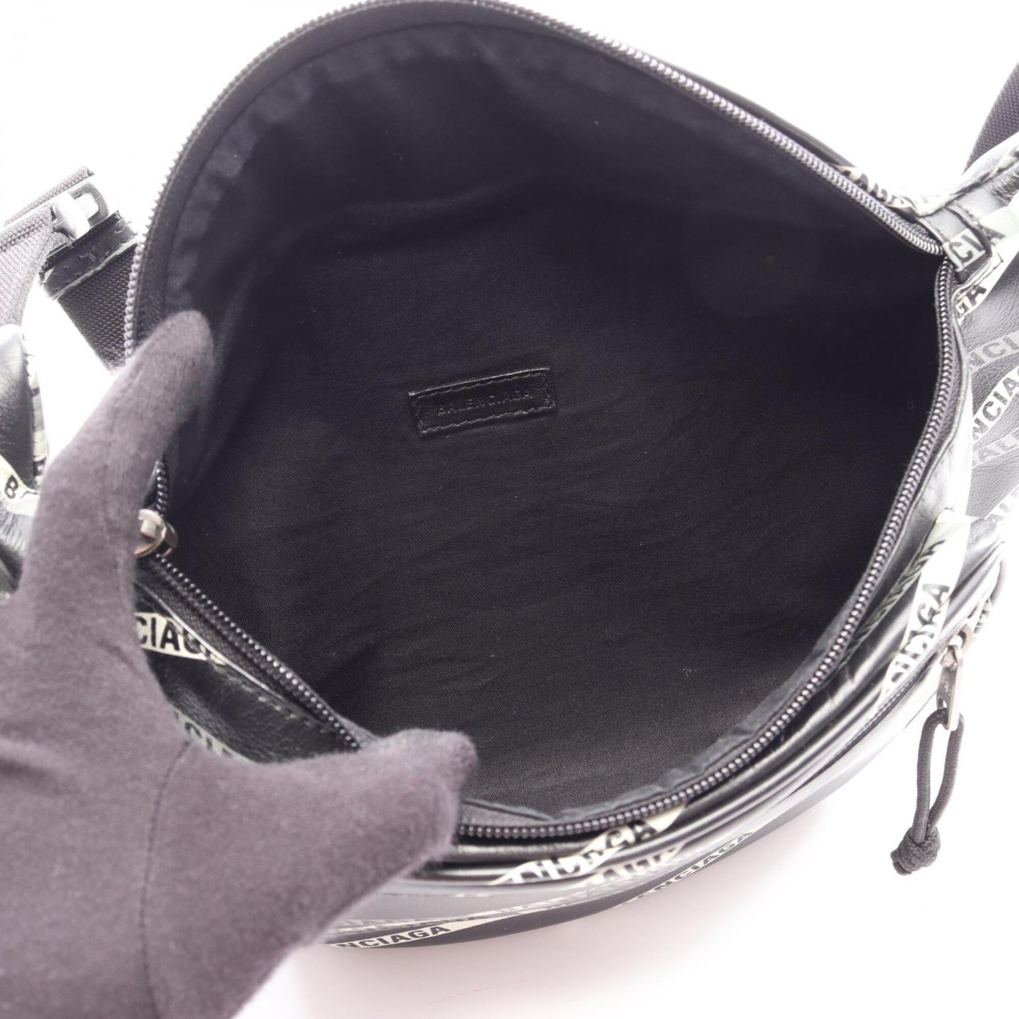 Balenciaga Black Gray White Leather Fanny Pack (Pre-Owned)